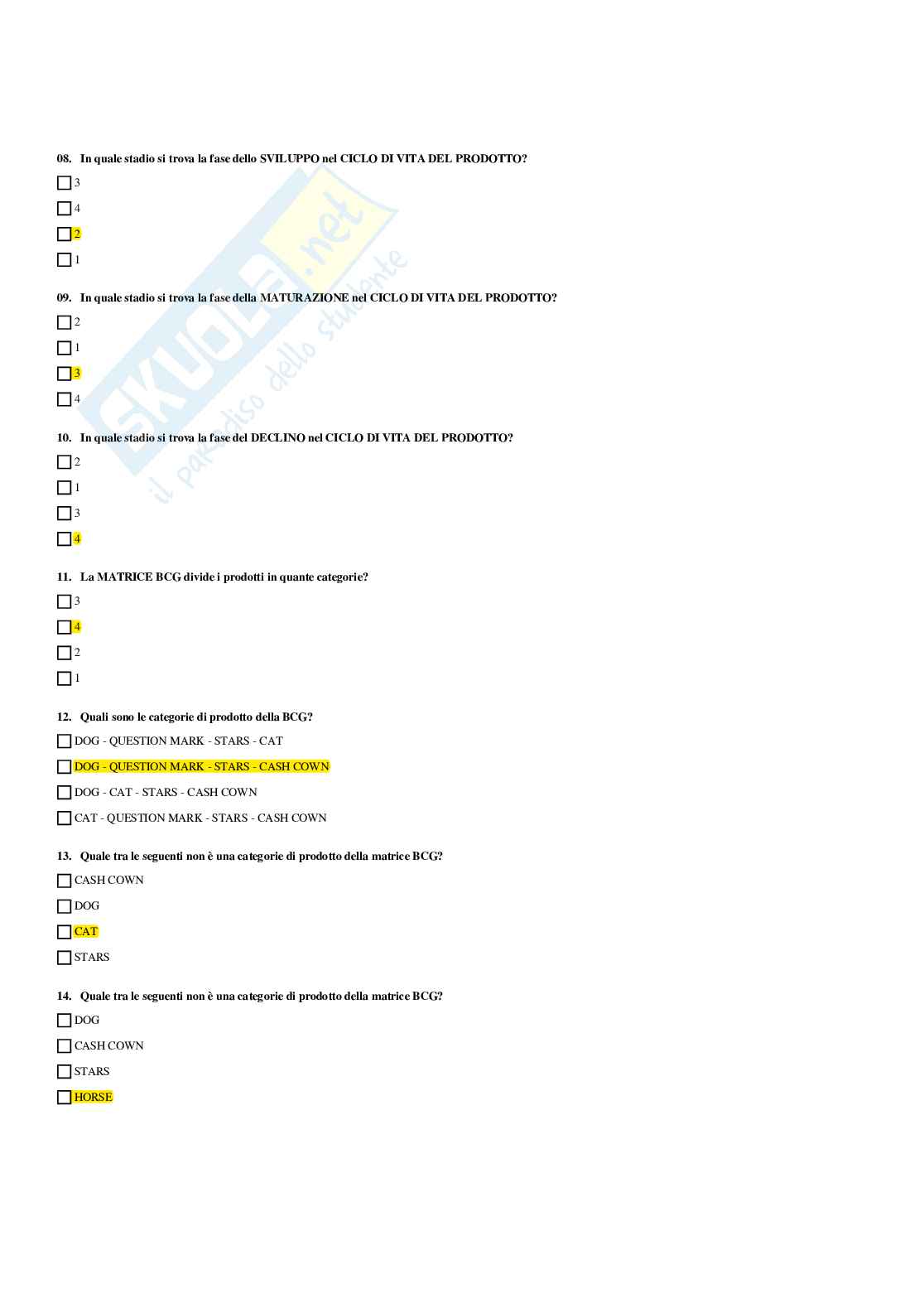 Paniere Economia e gestione delle imprese  - Risposte multiple - aggiornato (2025) Pag. 61