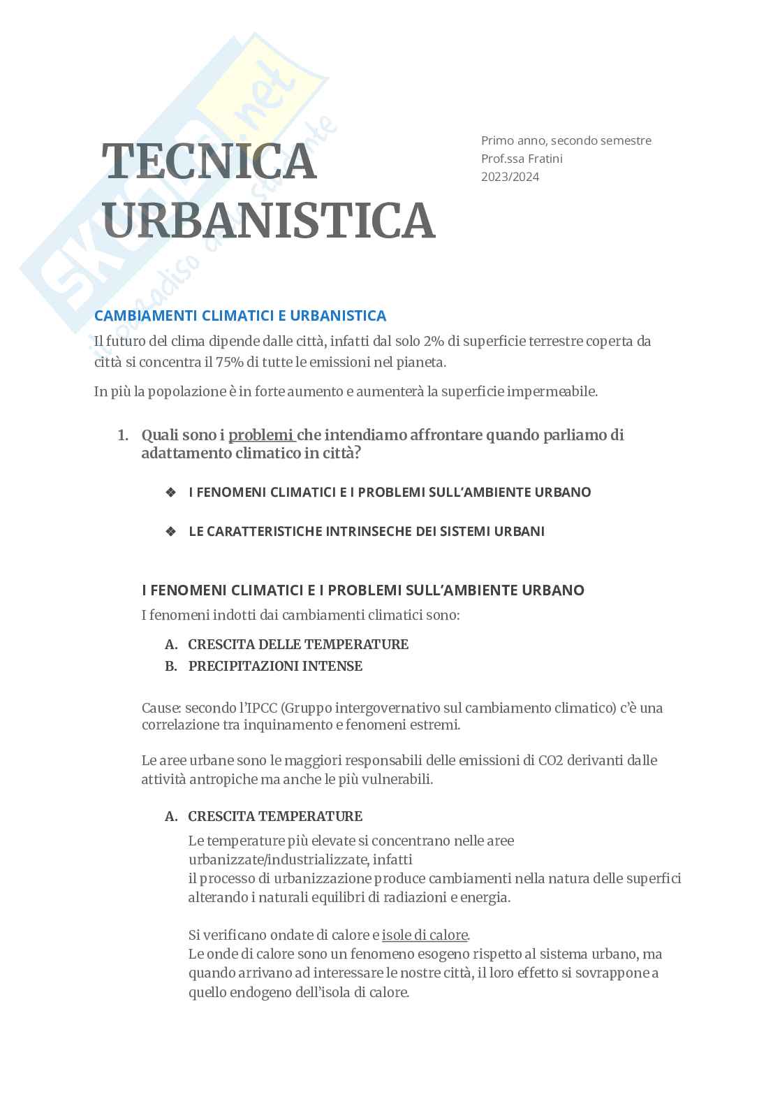 Appunti Tecnica urbanistica presi a lezione Pag. 1