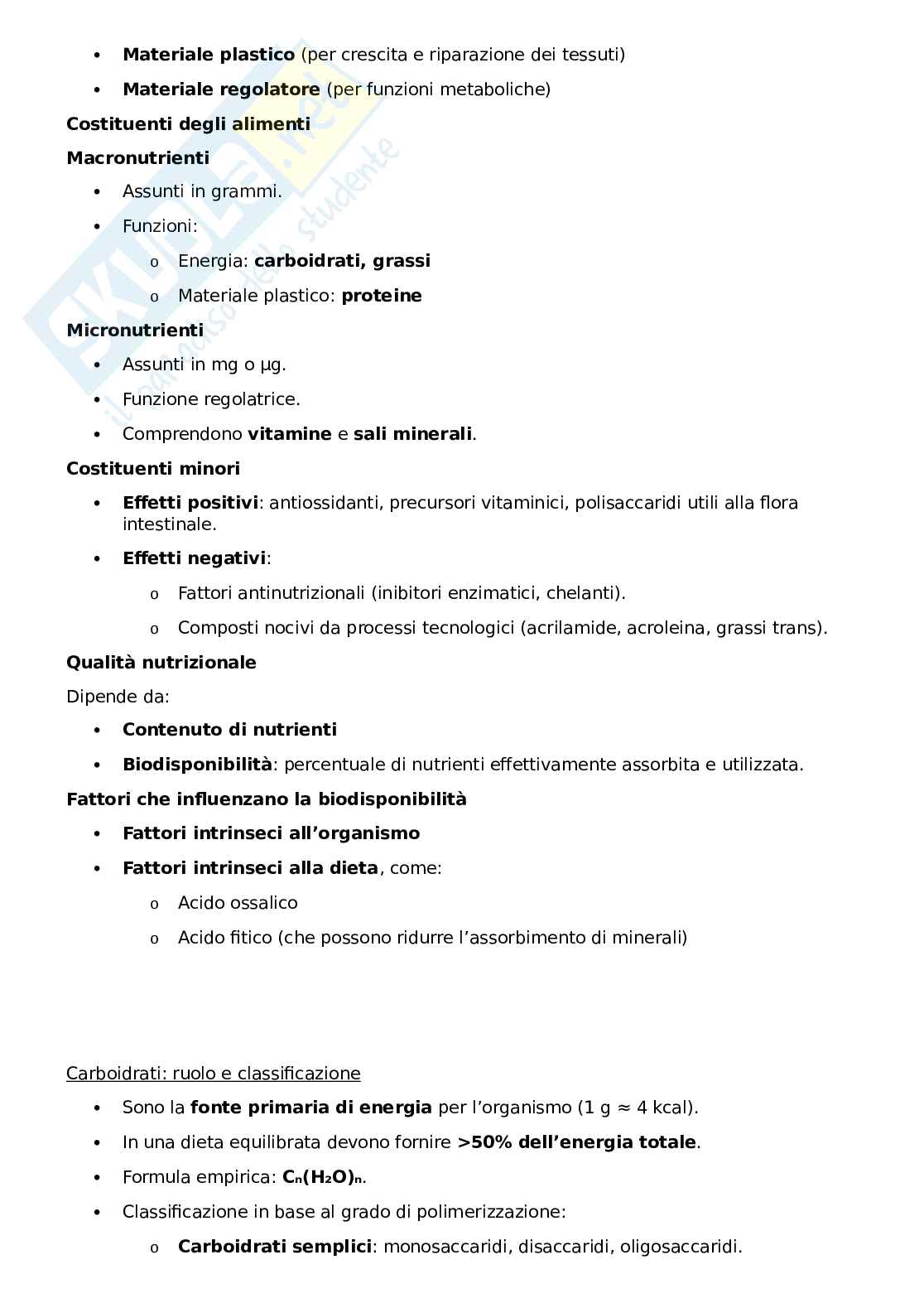 Chimica degli alimenti: appunti schematici Pag. 2