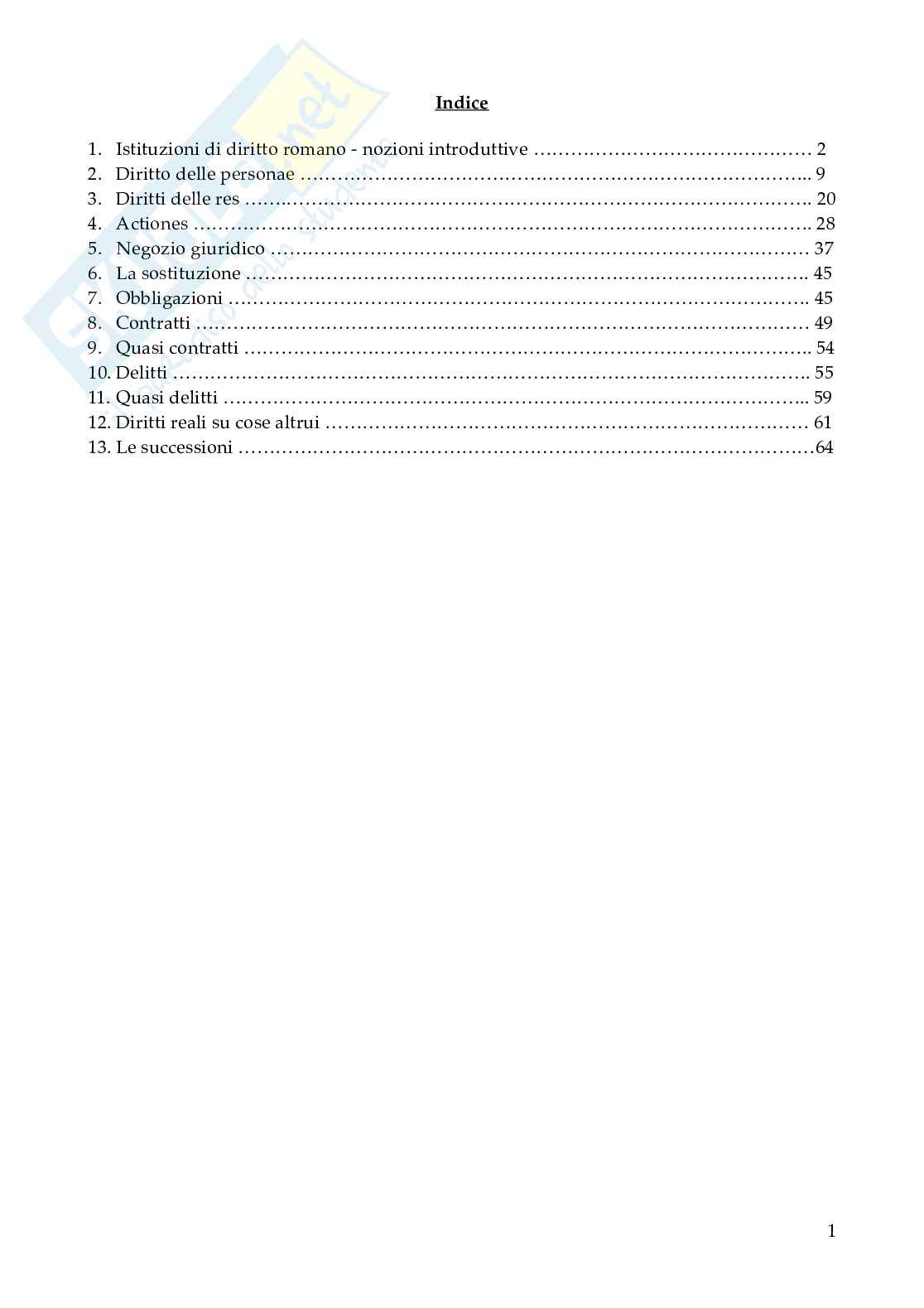 Riassunto esame Istituzioni di diritto romano , Prof. Pulitanò Francesca, libro consigliato Istitutiones iuris romani, Gnoli, Fragnoli  Pag. 1