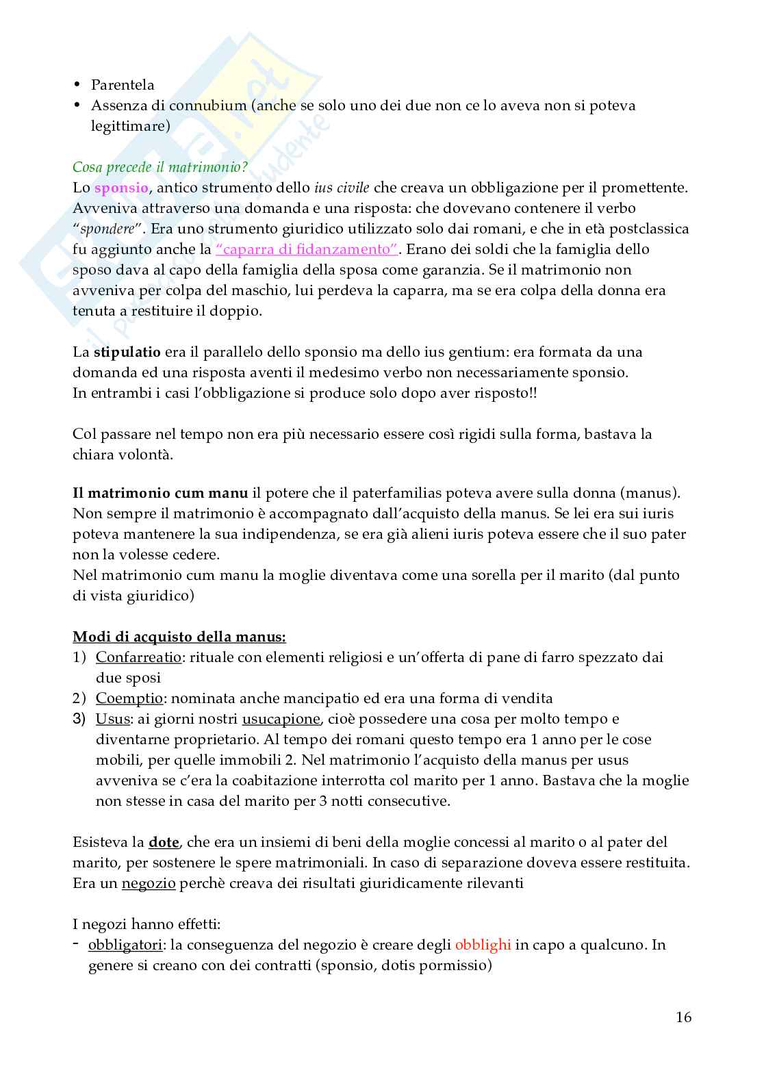 Riassunto esame Istituzioni di diritto romano , Prof. Pulitanò Francesca, libro consigliato Istitutiones iuris romani, Gnoli, Fragnoli  Pag. 16
