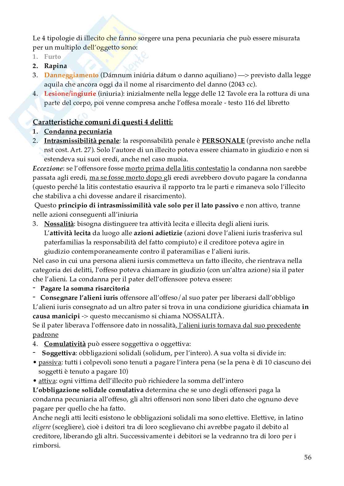 Riassunto esame Istituzioni di diritto romano , Prof. Pulitanò Francesca, libro consigliato Istitutiones iuris romani, Gnoli, Fragnoli  Pag. 56