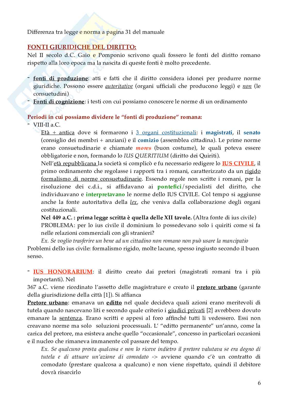 Riassunto esame Istituzioni di diritto romano , Prof. Pulitanò Francesca, libro consigliato Istitutiones iuris romani, Gnoli, Fragnoli  Pag. 6