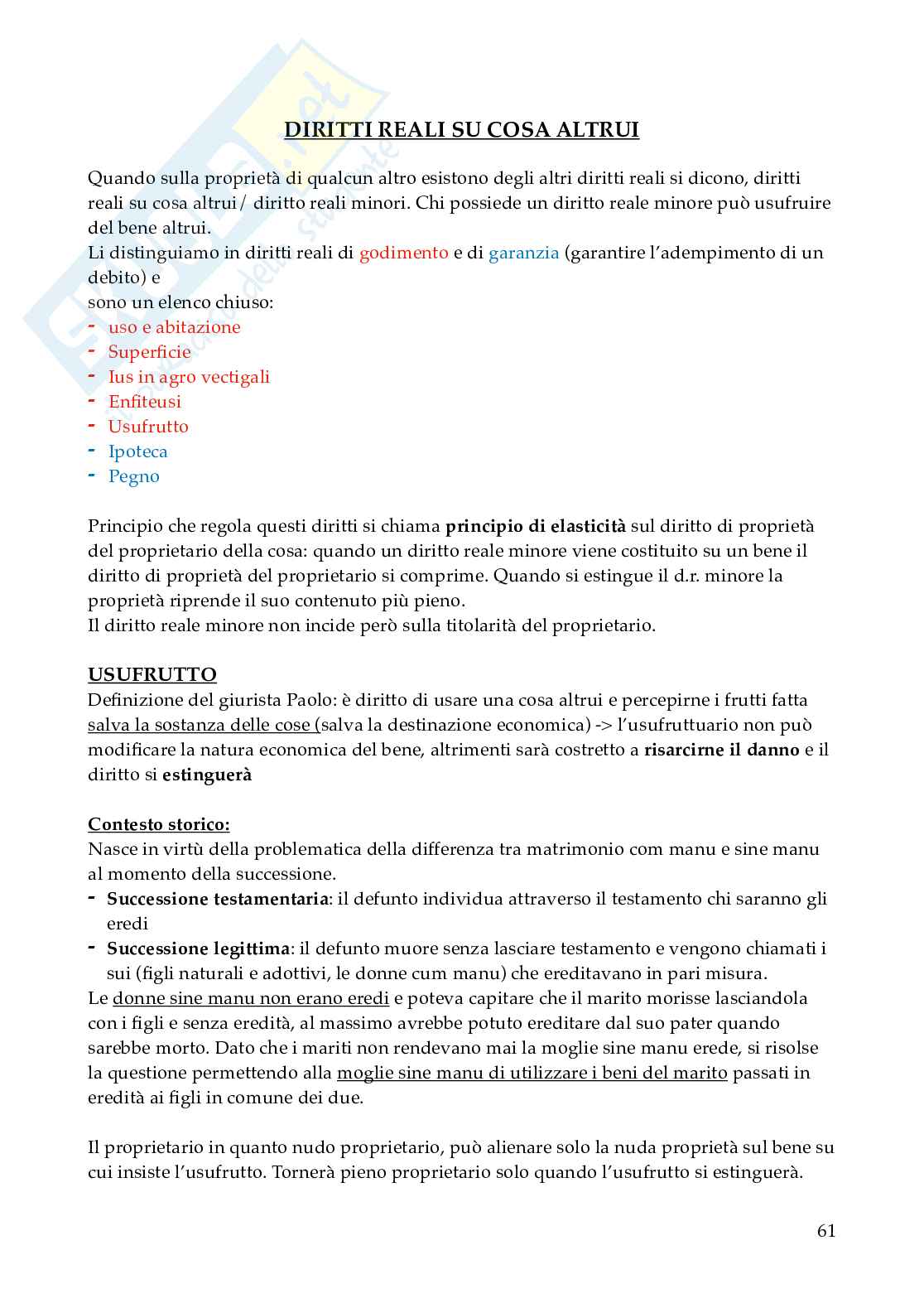 Riassunto esame Istituzioni di diritto romano , Prof. Pulitanò Francesca, libro consigliato Istitutiones iuris romani, Gnoli, Fragnoli  Pag. 61