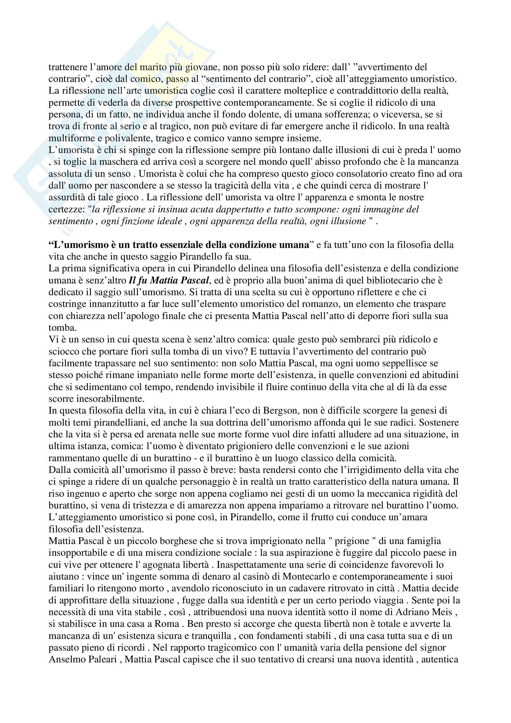 Analisi dell'umorismo in italiano - Tesina Pag. 2