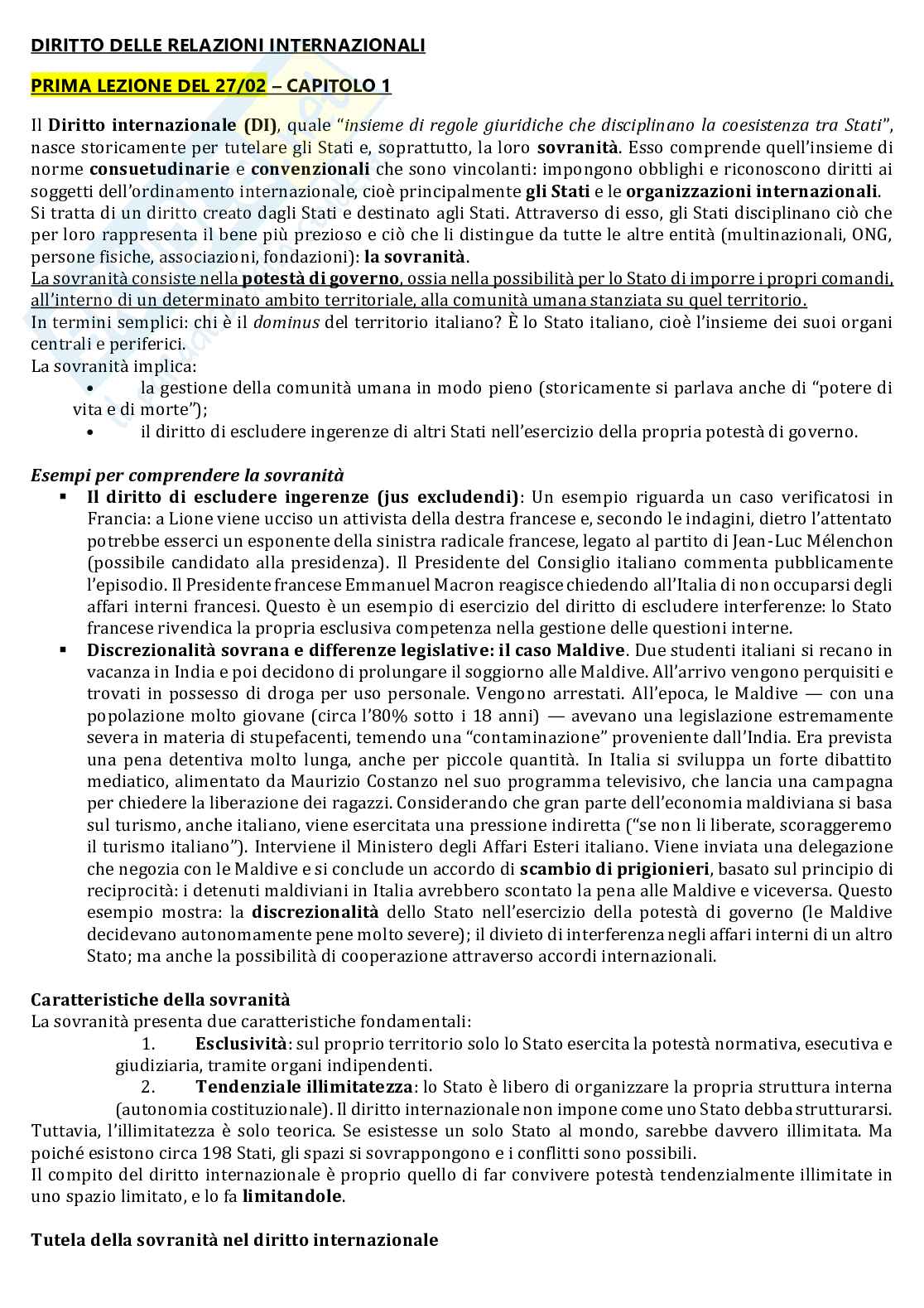 Riassunto esame Diritto delle organizzazioni internazionali, Prof. Caracciolo Antonia, libro consigliato Diritto internazionale, parte speciale , Laenza, Caracciolo Pag. 1