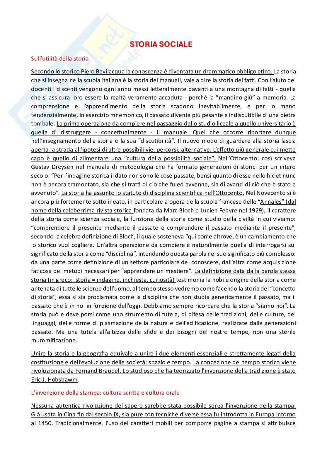 Storia sociale  Pag. 1
