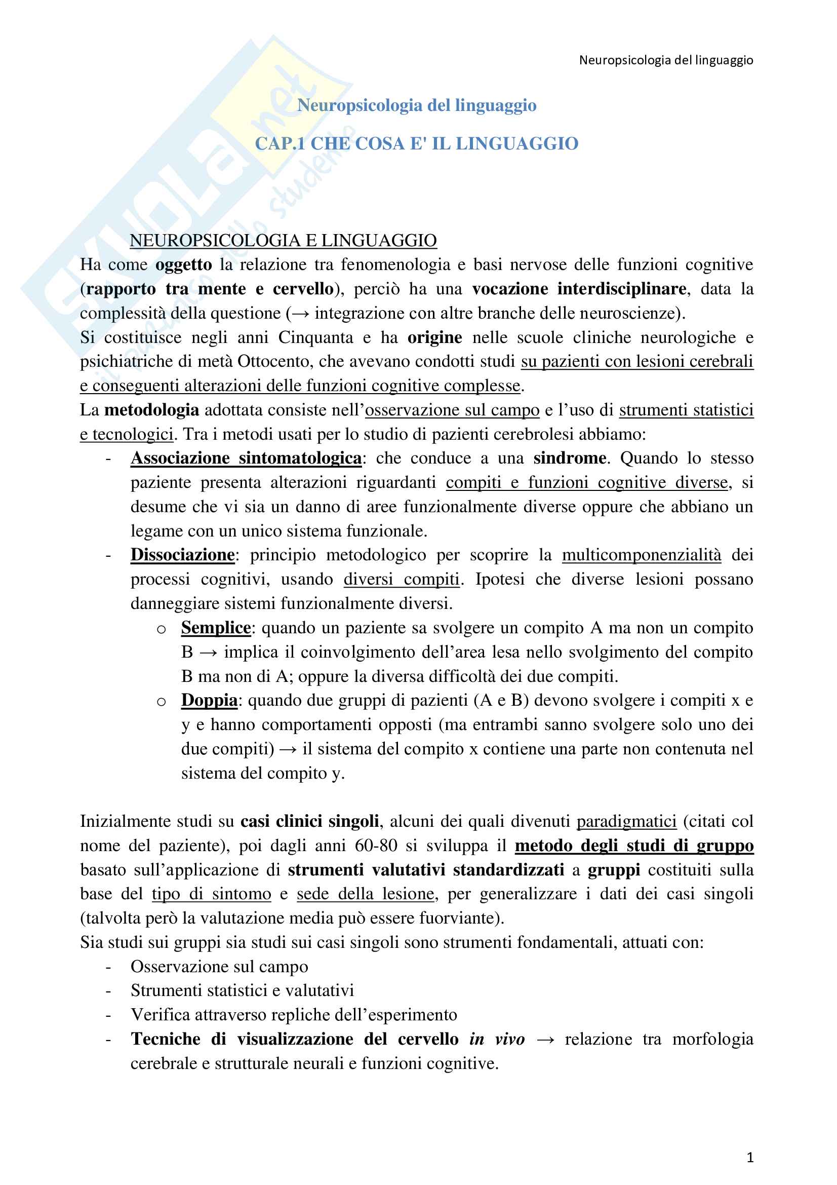 Riassunto esame didattica delle lingue moderne, prof Roccaforte, libro consigliato Neuropsicologia del linguaggio, Aglioti Pag. 1