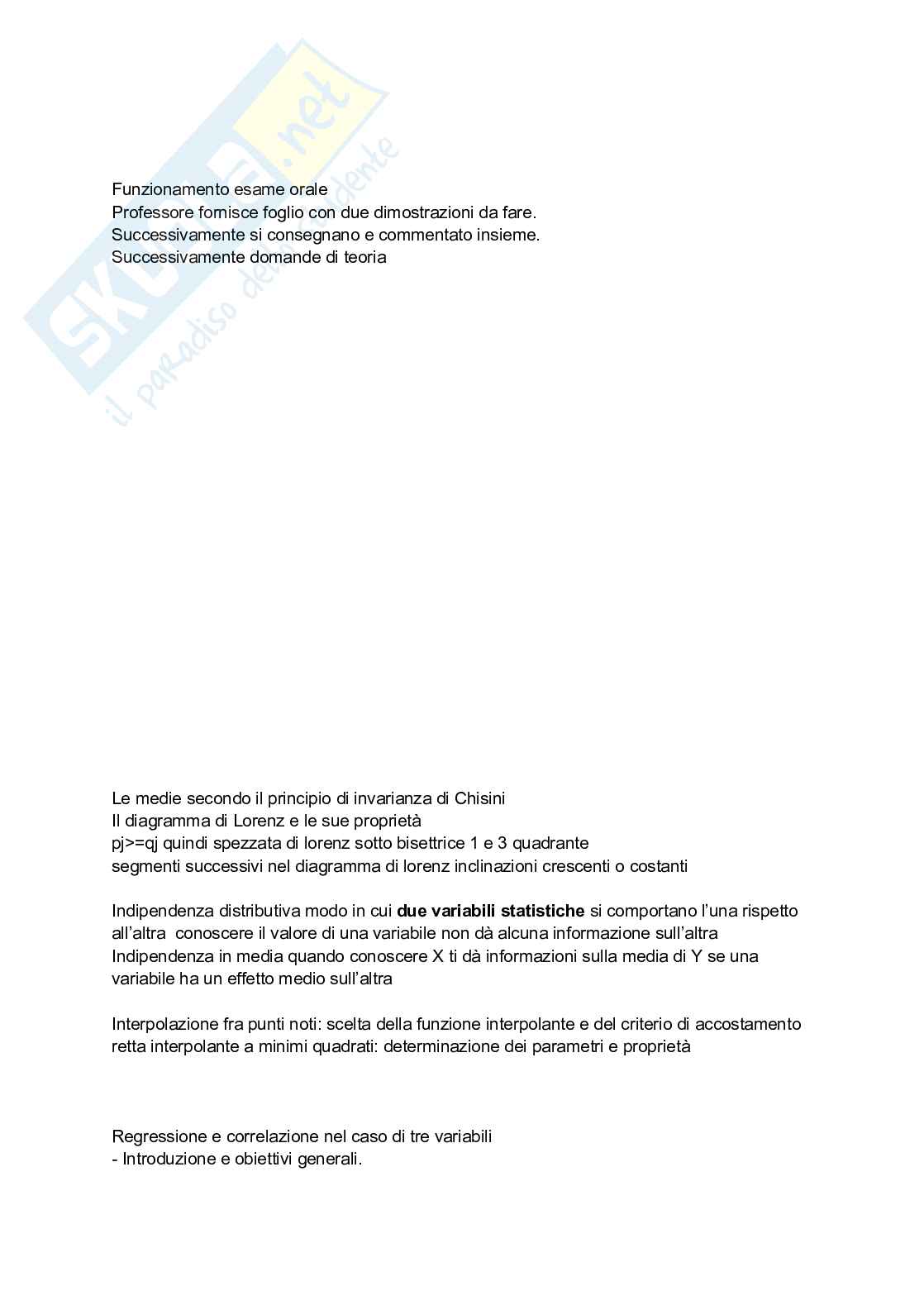 Statistica, teoria esame orale  Pag. 1
