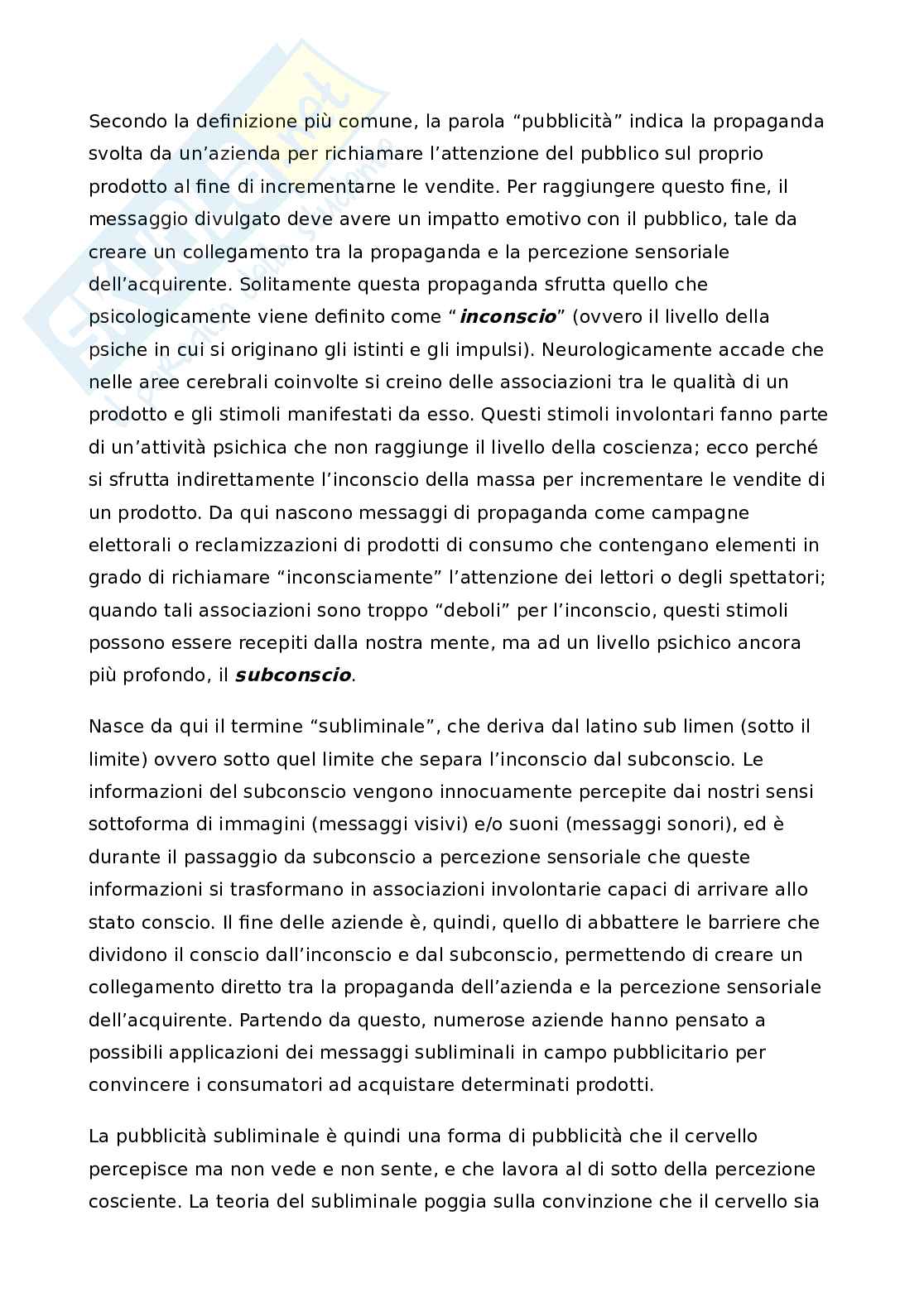 Messaggi subliminali, tesina Pag. 2