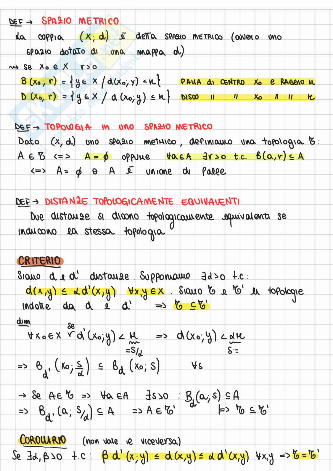 Appunti Geometria II - Topologia Pag. 2