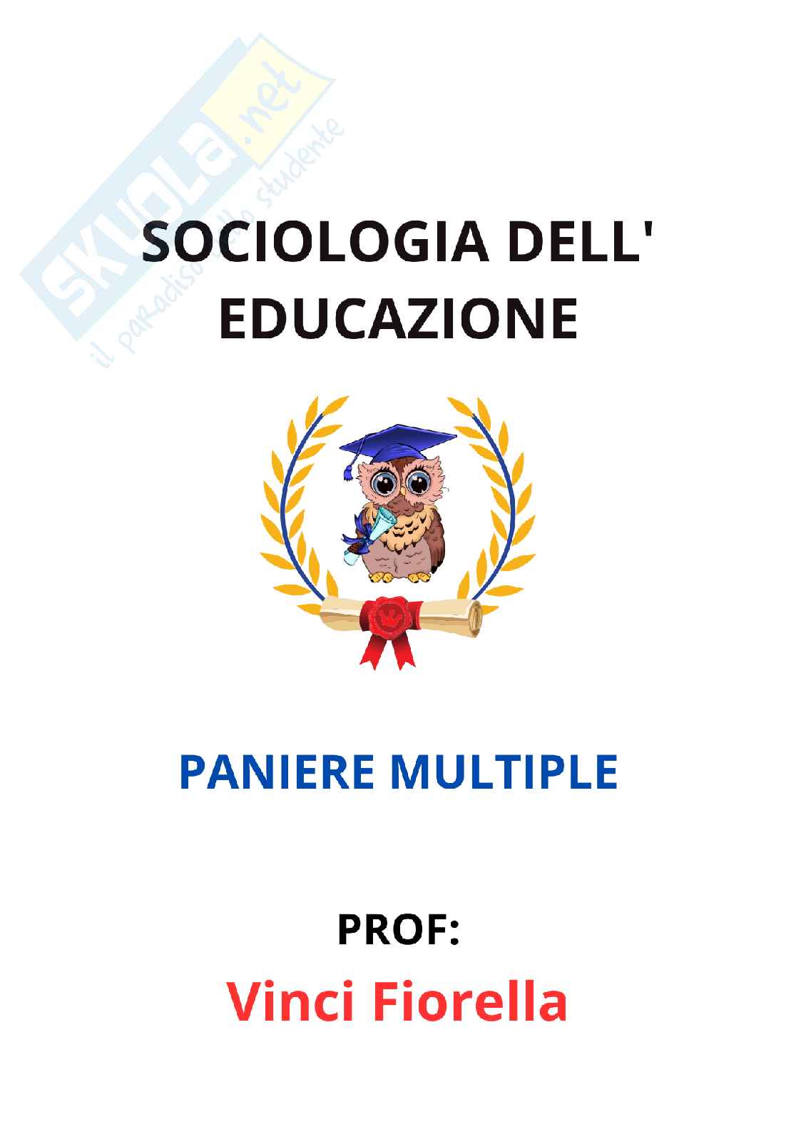 Paniere Sociologia dell'educazione - Risposte multiple - aggiornato (2026) Pag. 1