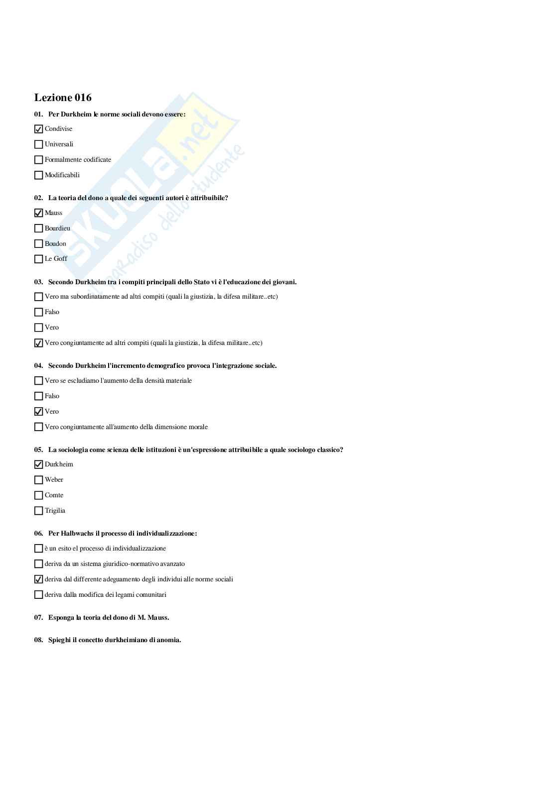 Paniere Sociologia dell'educazione - Risposte multiple - aggiornato (2026) Pag. 16