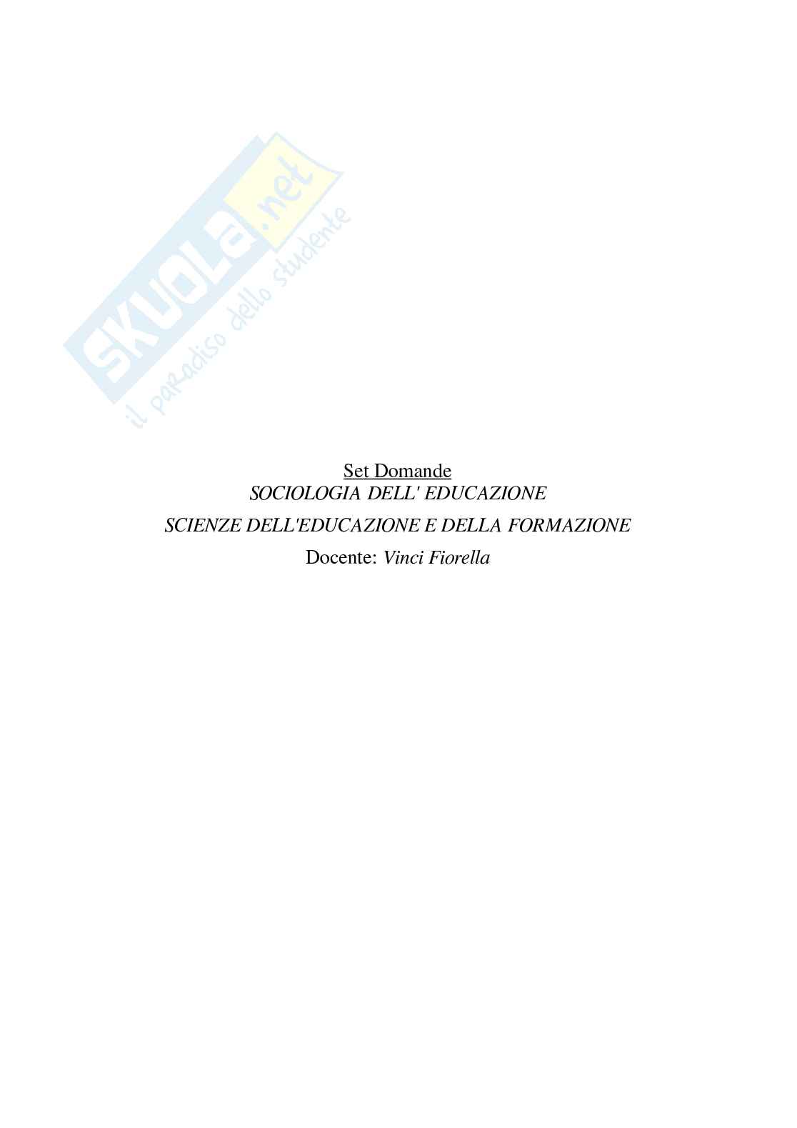 Paniere Sociologia dell'educazione - Risposte multiple - aggiornato (2026) Pag. 2