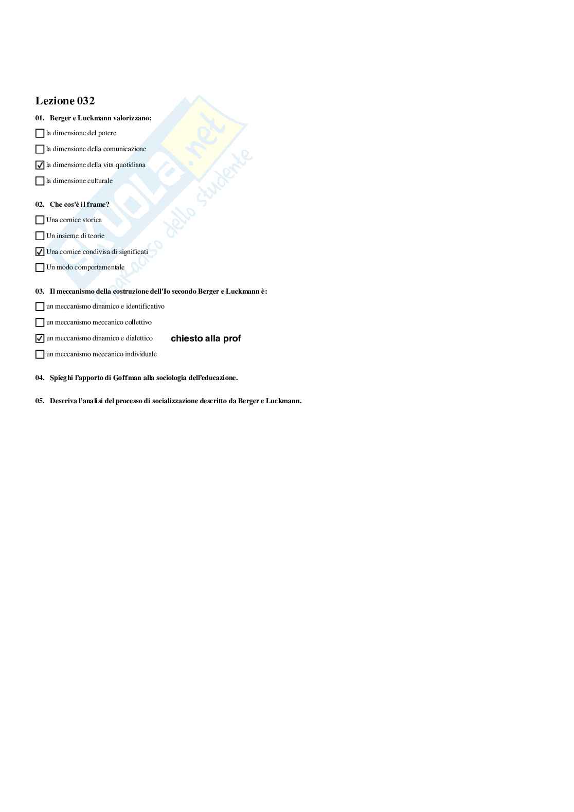 Paniere Sociologia dell'educazione - Risposte multiple - aggiornato (2026) Pag. 31