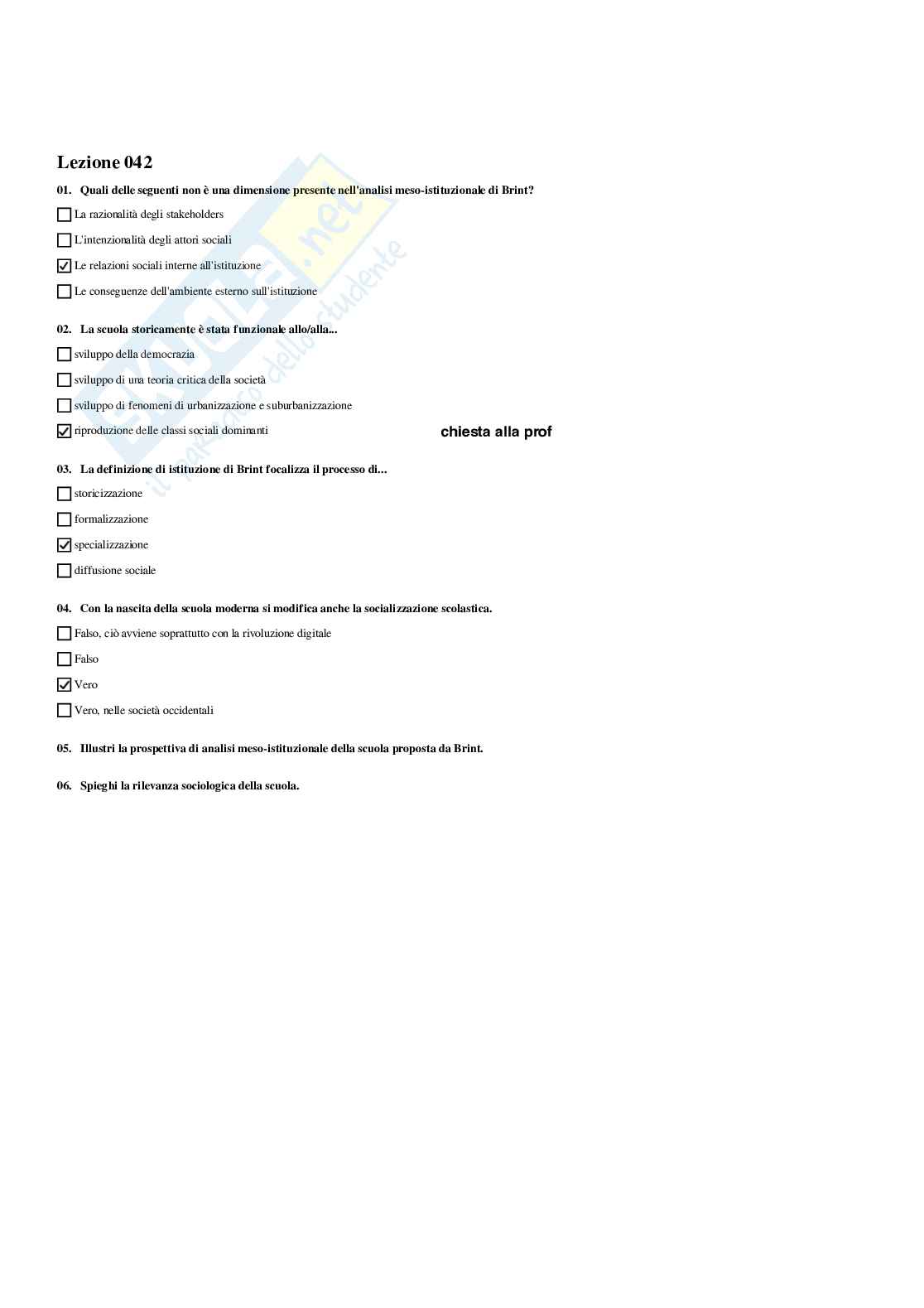 Paniere Sociologia dell'educazione - Risposte multiple - aggiornato (2026) Pag. 41