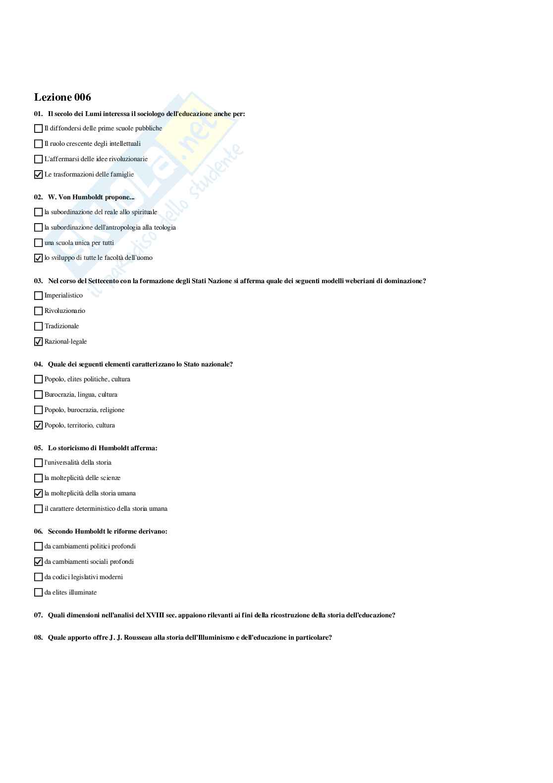 Paniere Sociologia dell'educazione - Risposte multiple - aggiornato (2026) Pag. 6