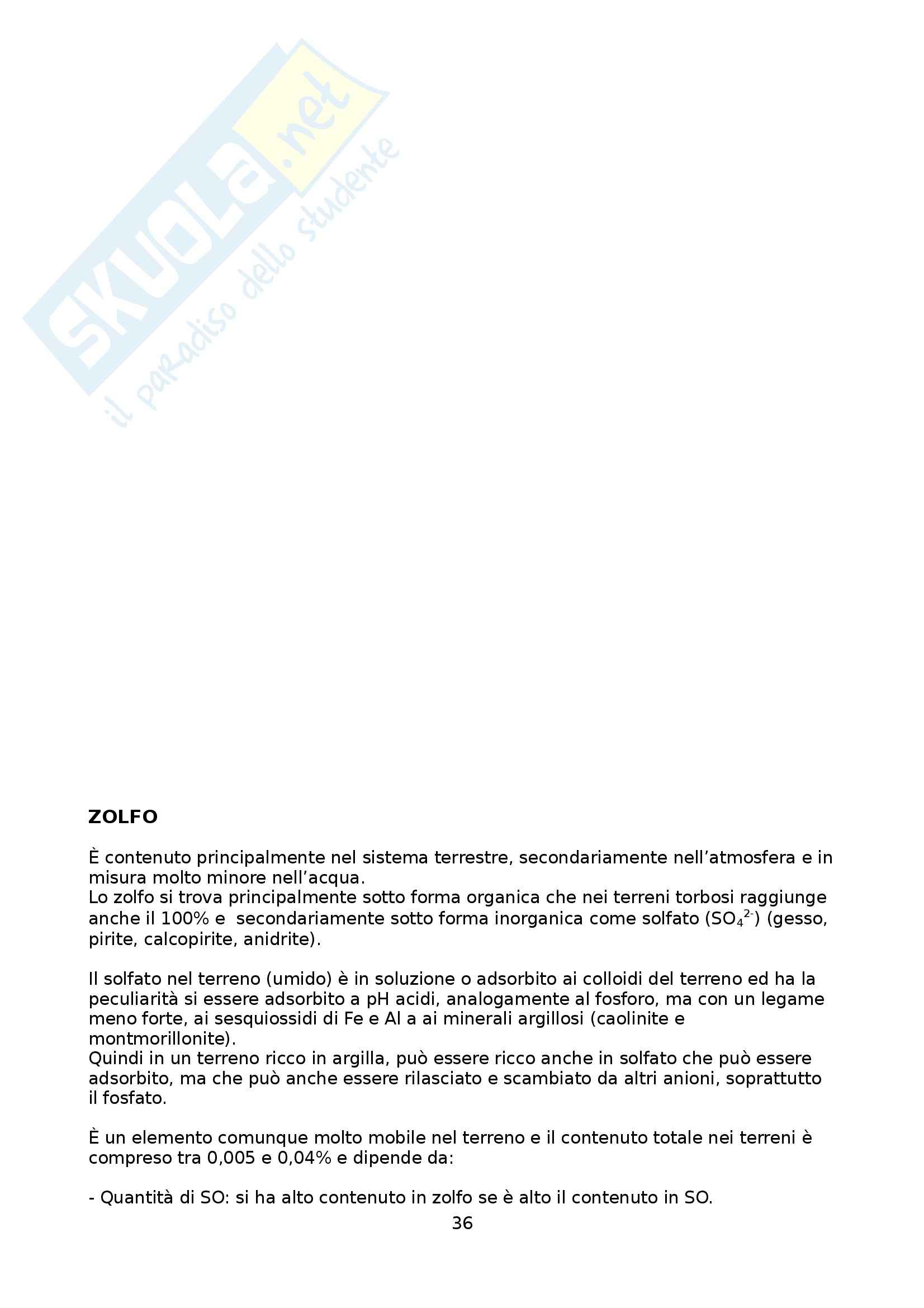 Riassunto esame Fertilità e nutrizione delle piante, prof. Saccomani Pag. 36