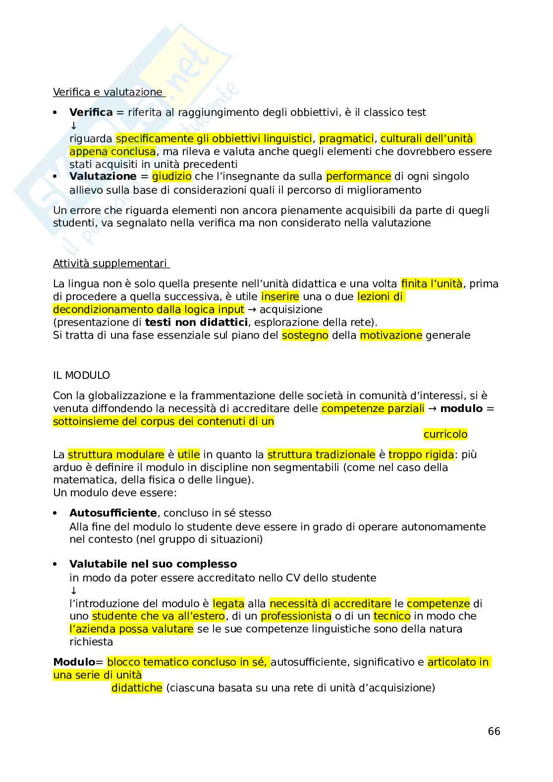 Riassunto esame Didattica delle lingue moderne, Prof. Lorenzi Franco, libro consigliato Le sfide di Babele, Balboni  Pag. 66