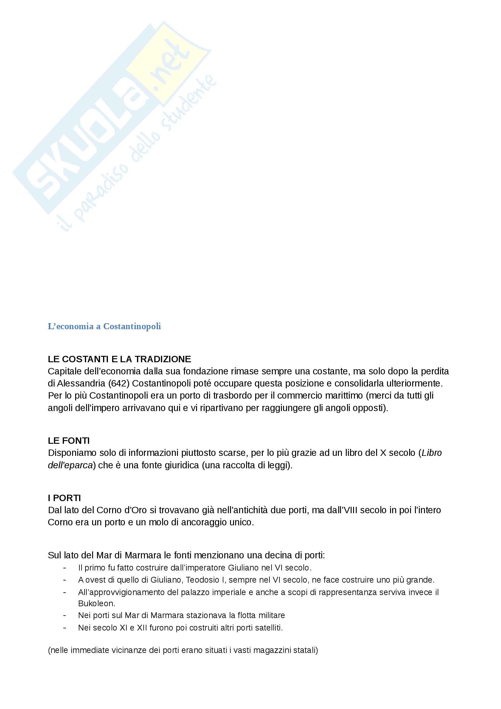 Riassunto esame Civiltà Bizantina, docente Hamarneh Basema, libro consigliato Costantinopoli metropoli dai mille volti, autore Schreinre Pag. 11