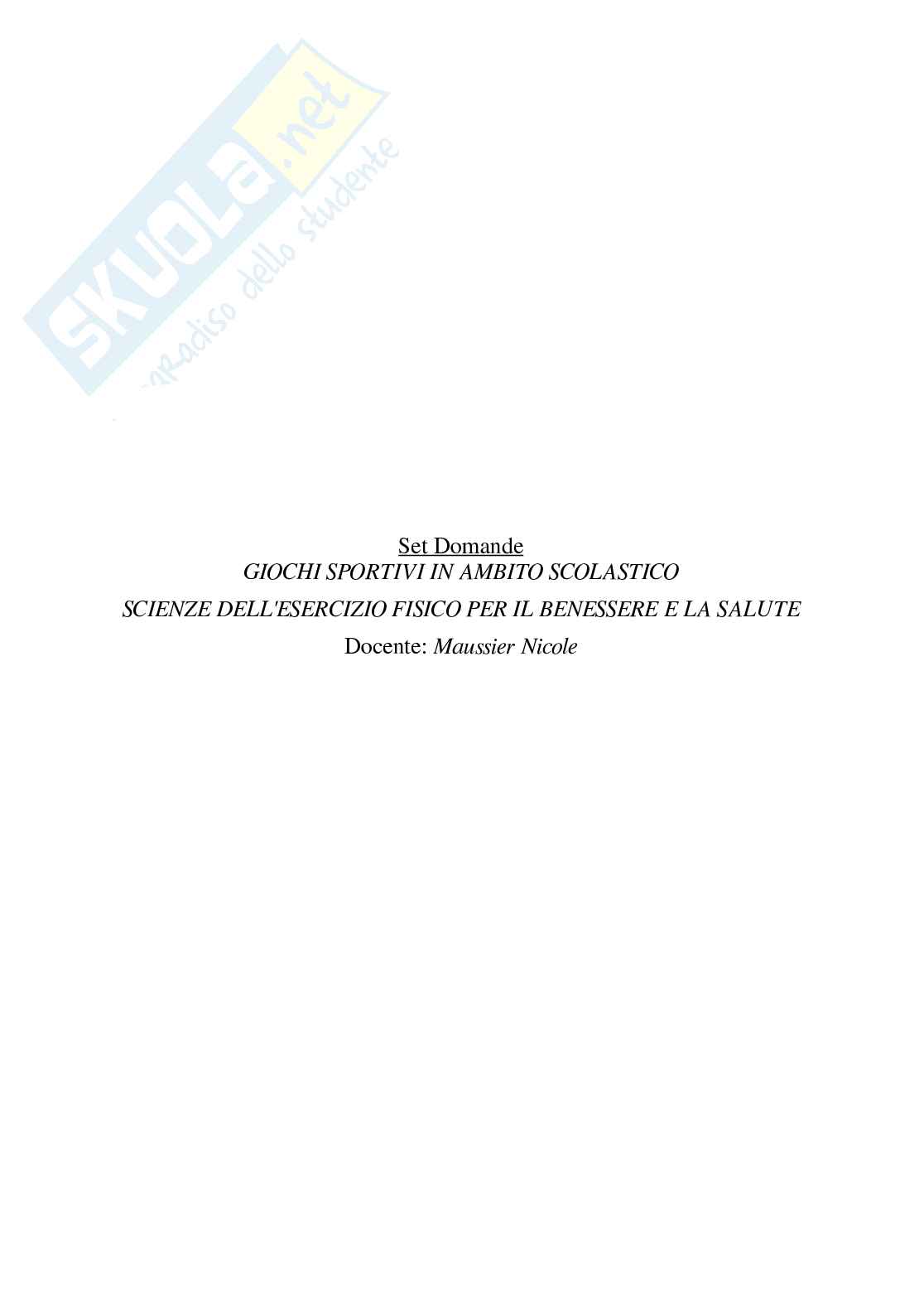 Paniere di Giochi sportivi in ambito scolastico, 2026 Pag. 1