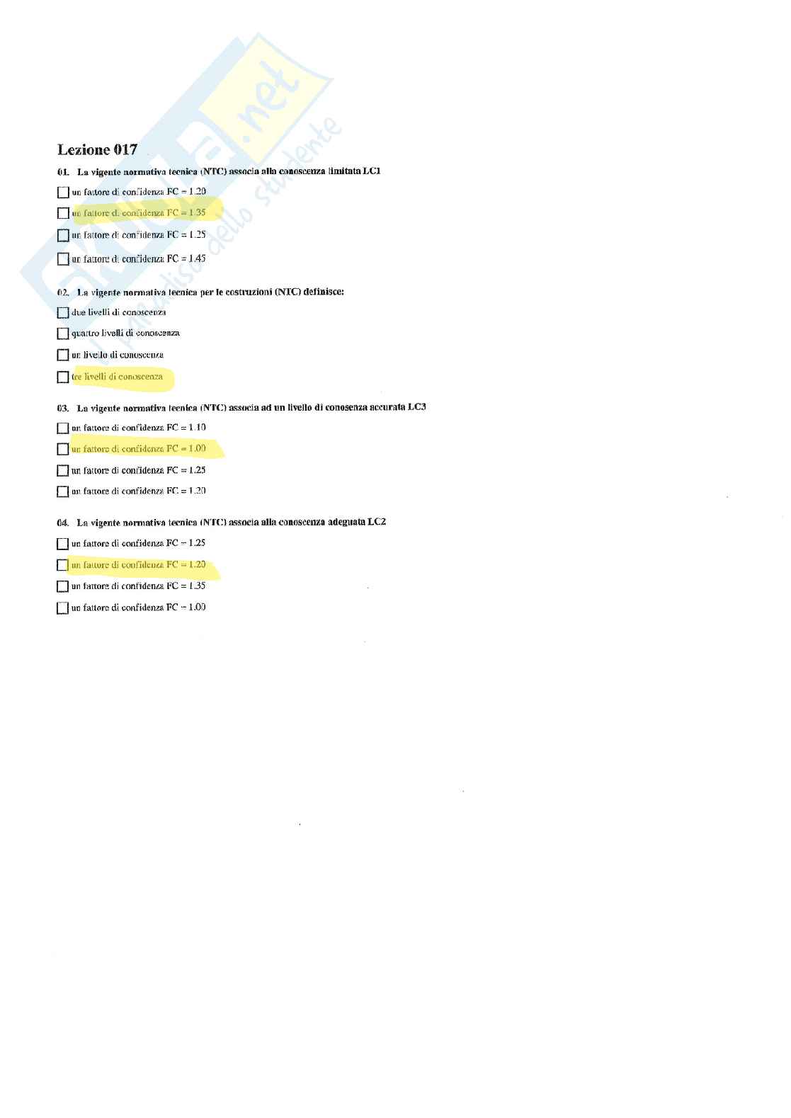 Sperimentazione delle strutture – Preparazione esame – Paniere completo risposte chiuse (29) – A.A. 2025/2026 Pag. 6