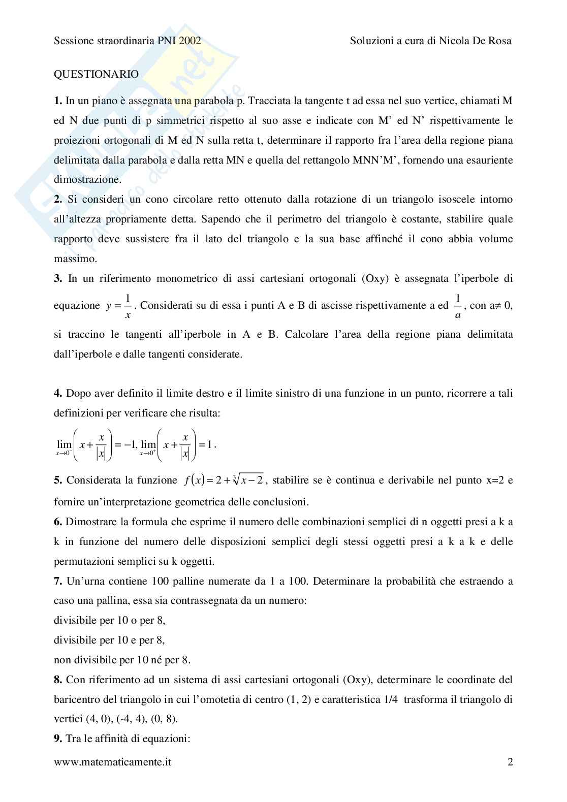 2002 - liceo scientifico - sessione straordinaria PNI Pag. 2