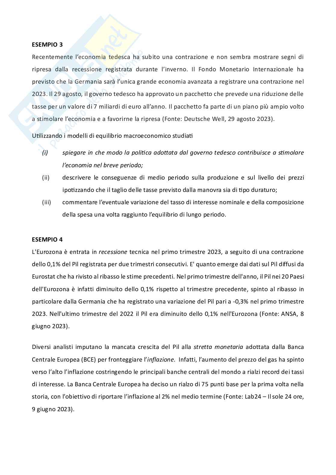 Esercizi svolti applicazione di modelli macroeconomici Pag. 2