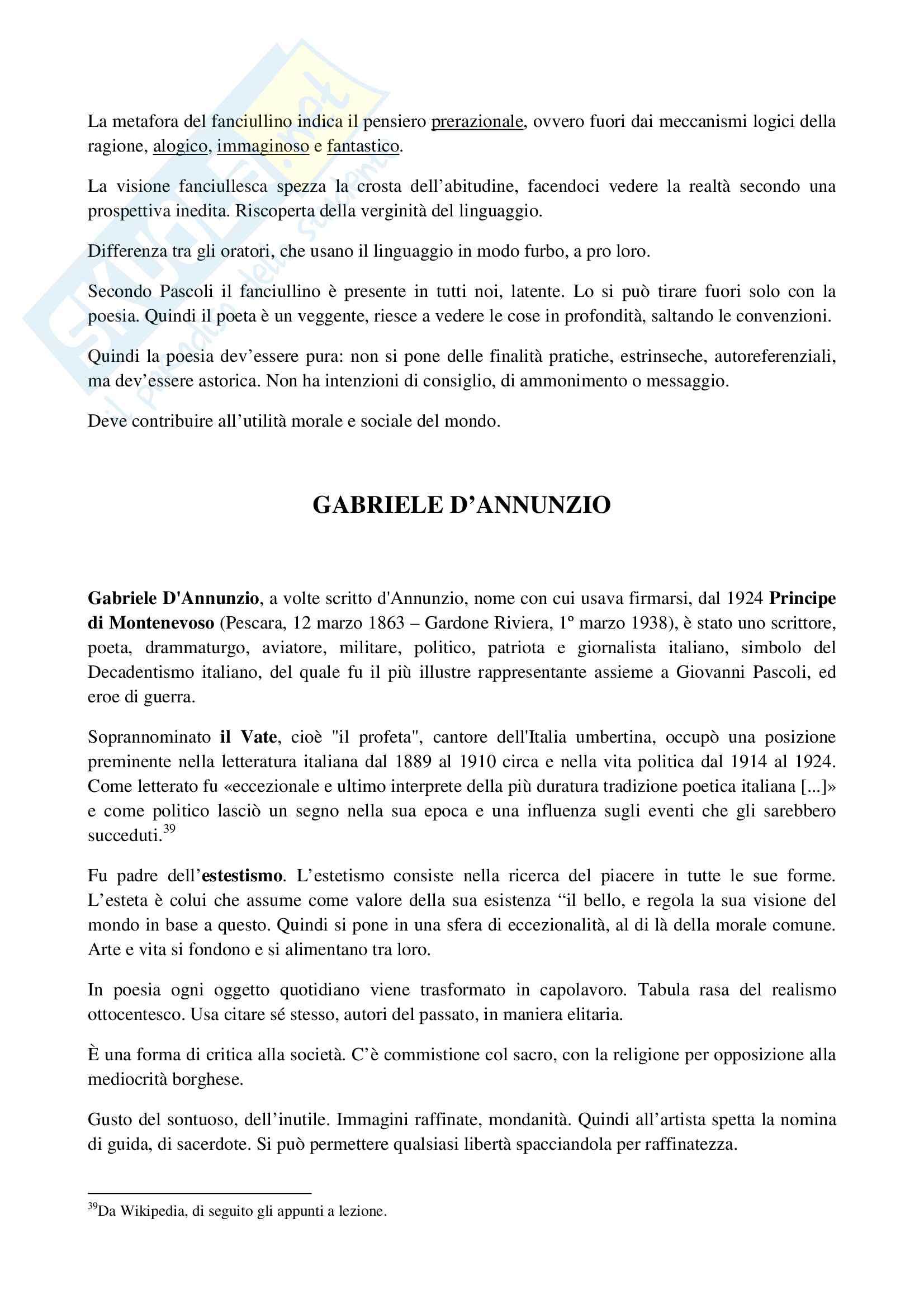 Appunti delle lezioni di Letteratura italiana contemporanea su Gozzano e il Crepuscolarismo, docente Vinicio Pacca Pag. 41