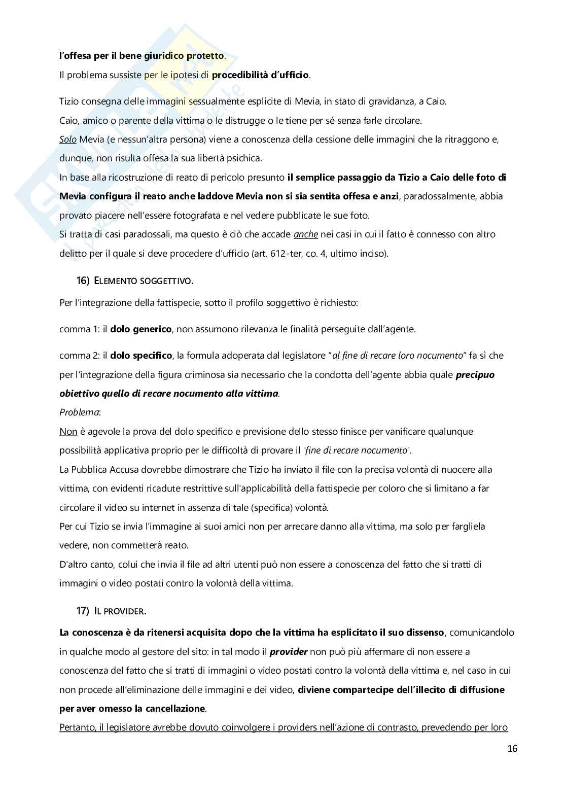 Riassunto esame Diritto penale parte speciale, Prof. Lo Monte Elio, libro consigliato L'Art. 612-ter c.p. Diffusione illecita di immagini o video sessualmente espliciti. Tra buoni propositi, denegato diritto all'oblio e "morti social" , Lo Monte  Pag. 16