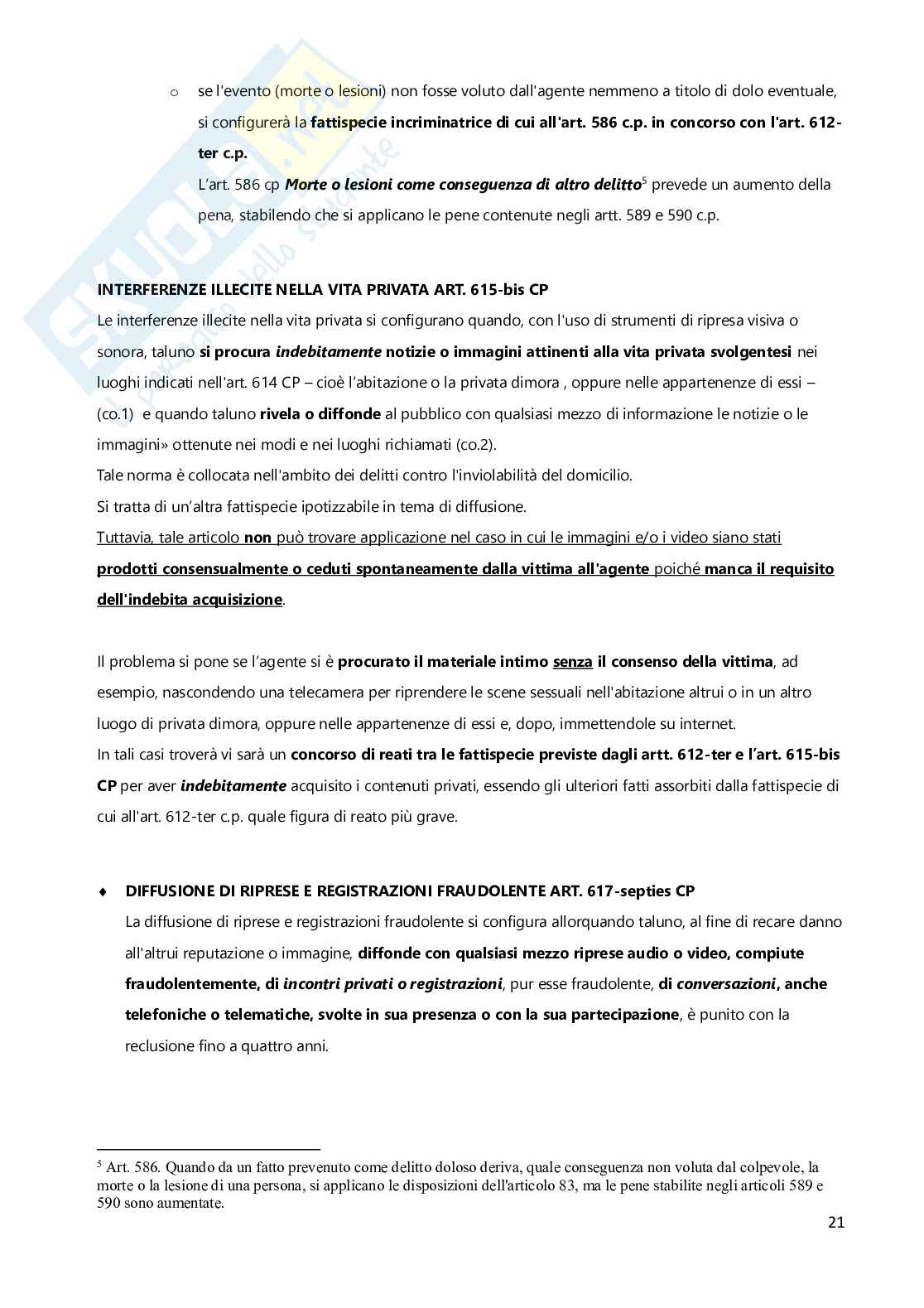 Riassunto esame Diritto penale parte speciale, Prof. Lo Monte Elio, libro consigliato L'Art. 612-ter c.p. Diffusione illecita di immagini o video sessualmente espliciti. Tra buoni propositi, denegato diritto all'oblio e "morti social" , Lo Monte  Pag. 21