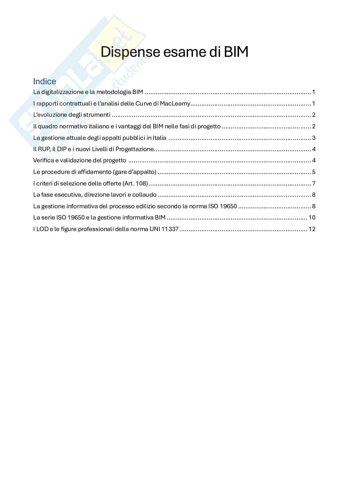 Appunti di Building information modeling Pag. 1