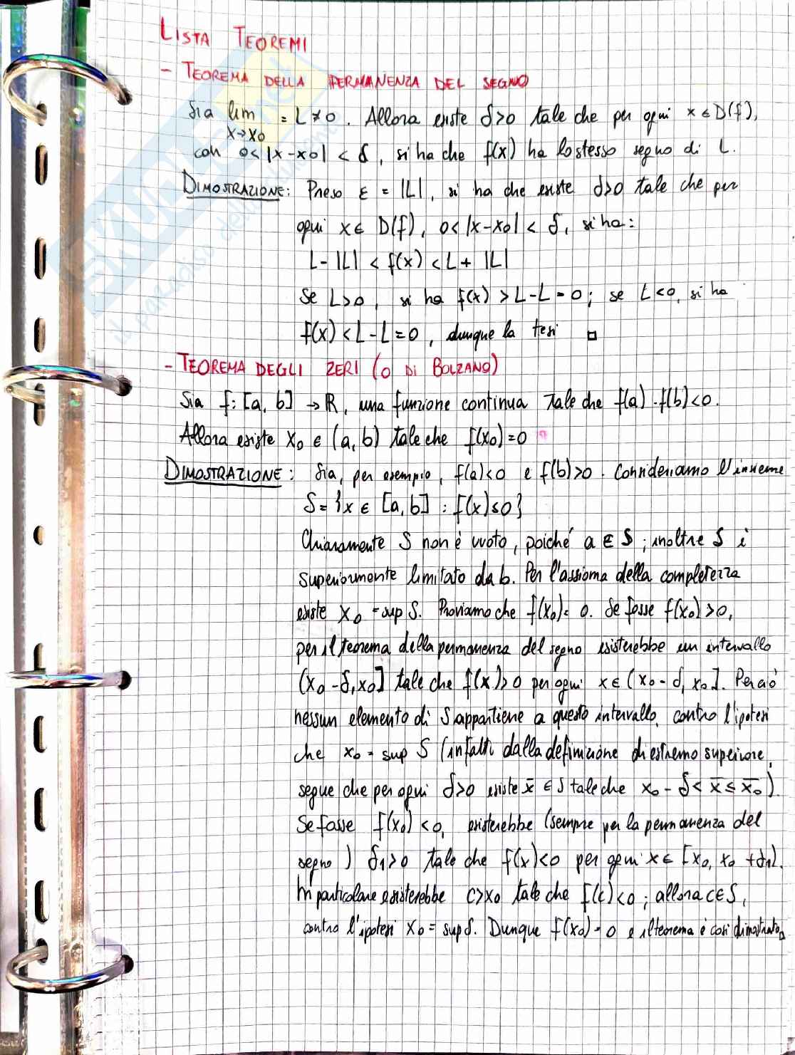 Analisi matematica 1: raccolta teoremi con dimostrazioni complete Pag. 1