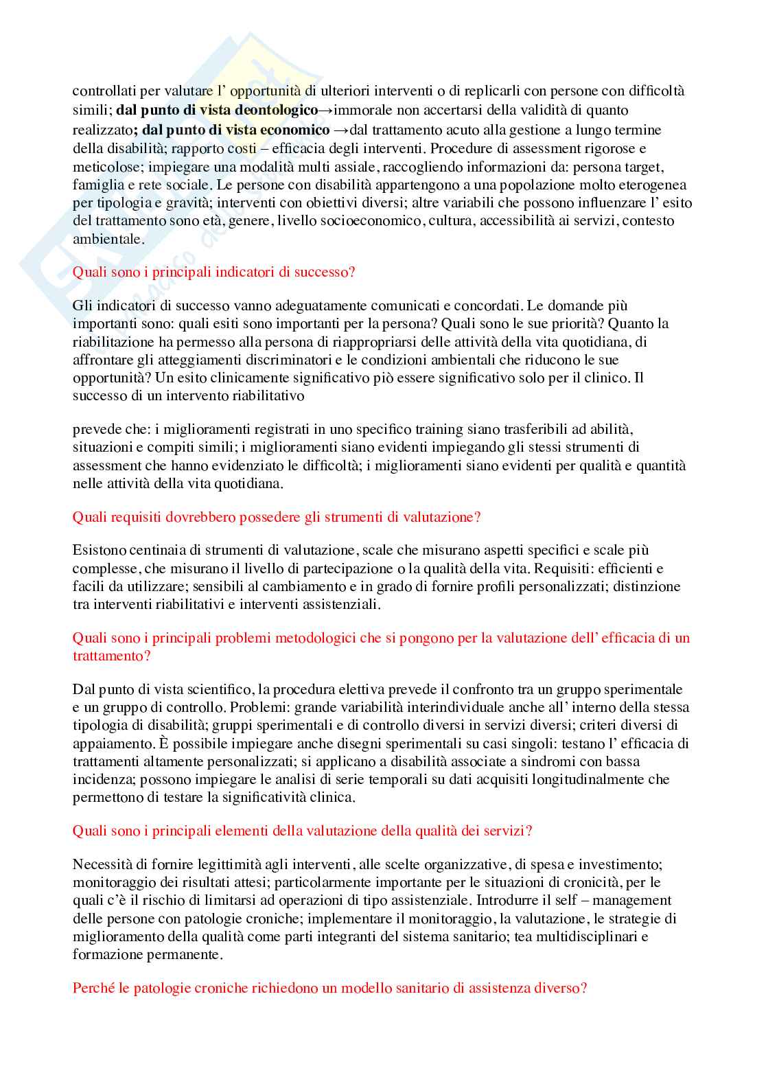 Psicologia dell'handicap e della riabilitazione - Domande Pag. 26