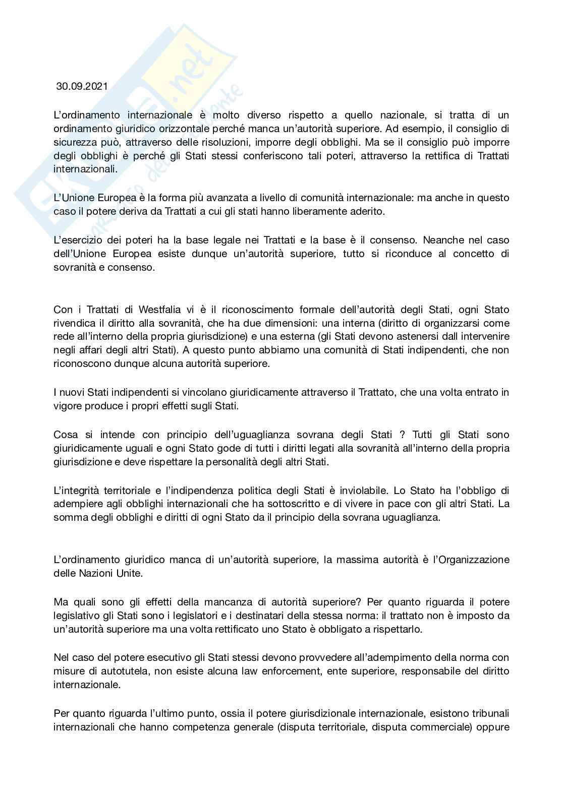 Diritto internazionale Pag. 1