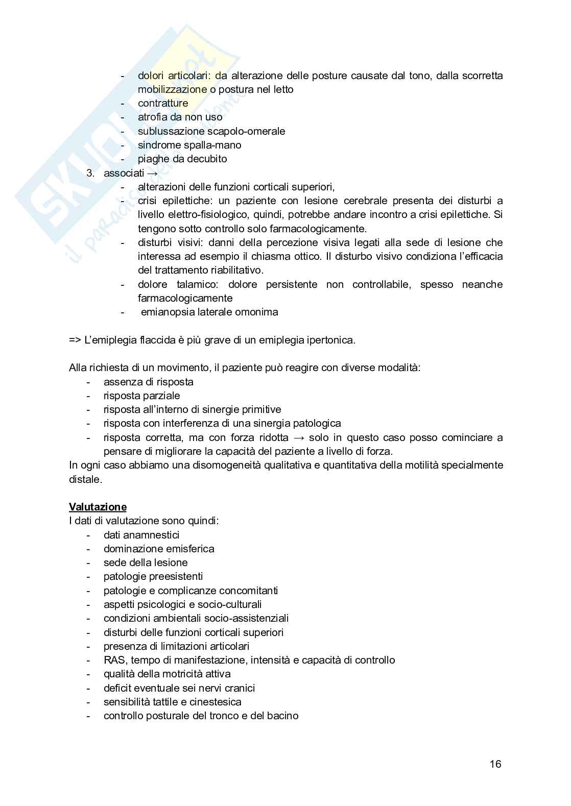 Scienze della fisioterapia in neurologia  Pag. 16