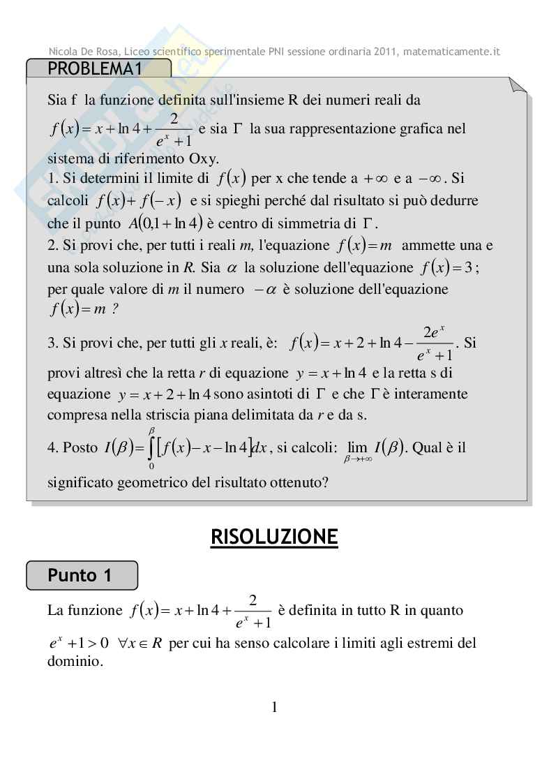 2011 - Liceo scientifico PNI, sessione ordinaria Pag. 1