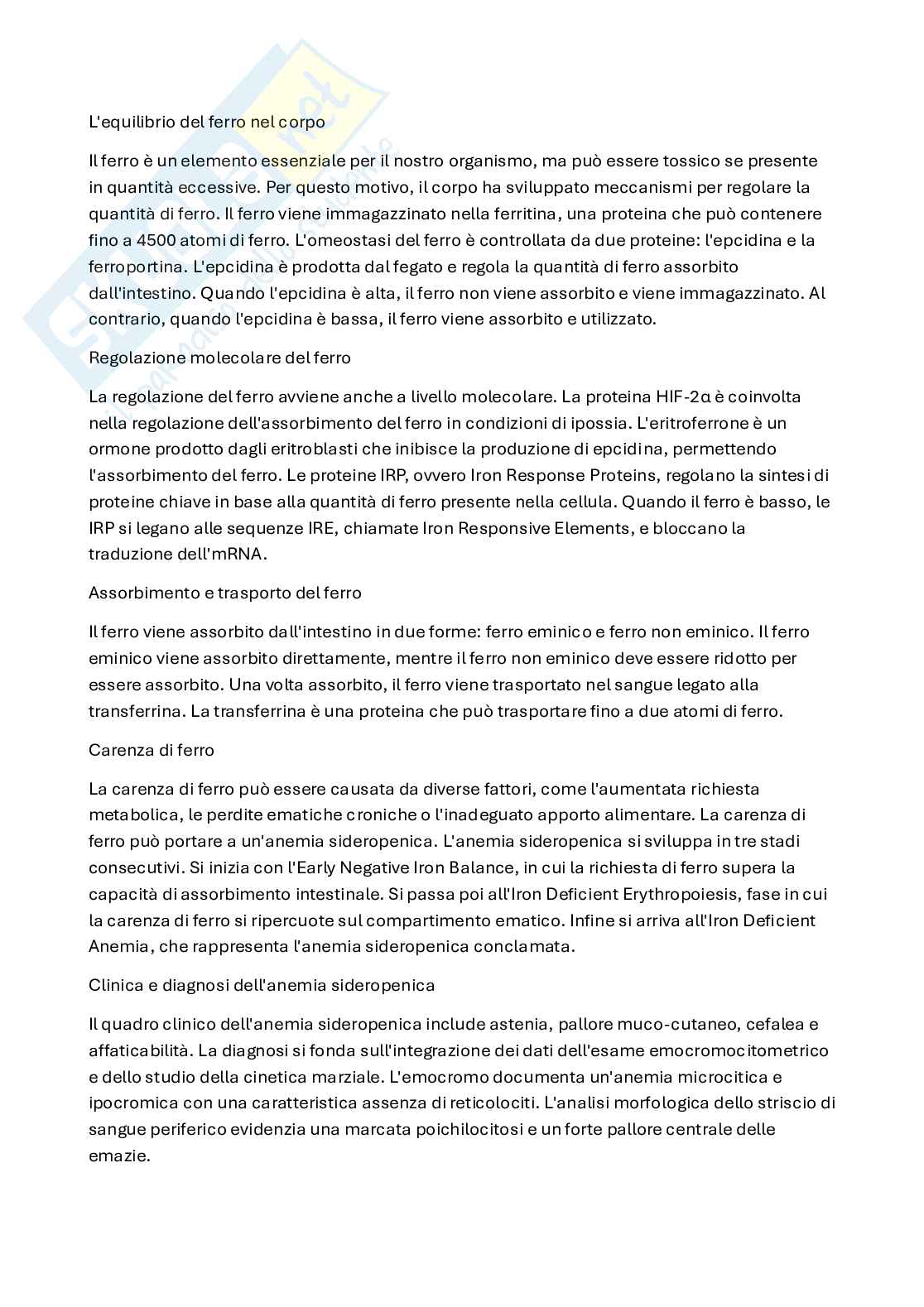 Anemie da alterato metabolismo emoglobinico e sindromi emolitiche Pag. 1