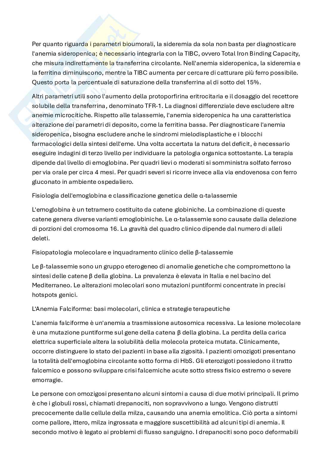 Anemie da alterato metabolismo emoglobinico e sindromi emolitiche Pag. 2