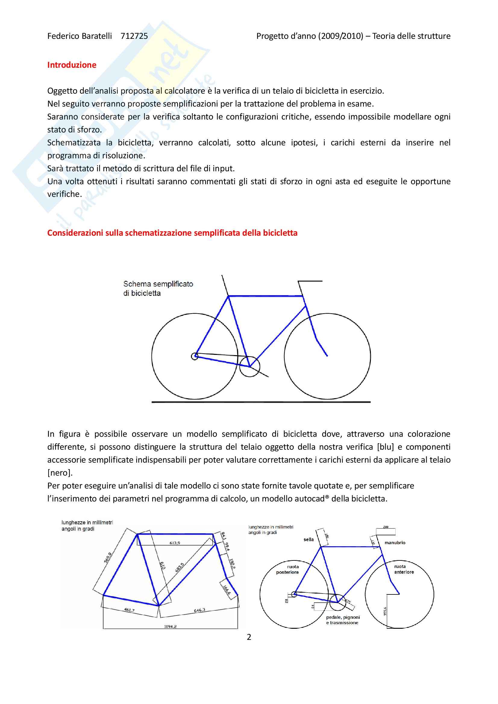 Analisi strutturale di un telaio di bicicletta Pag. 2