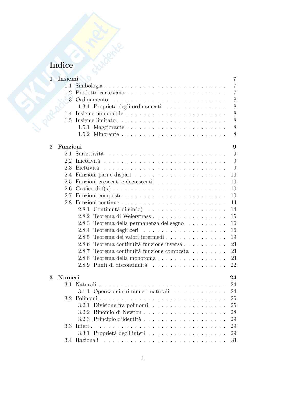 Appunti di Analisi matematica I  Pag. 2