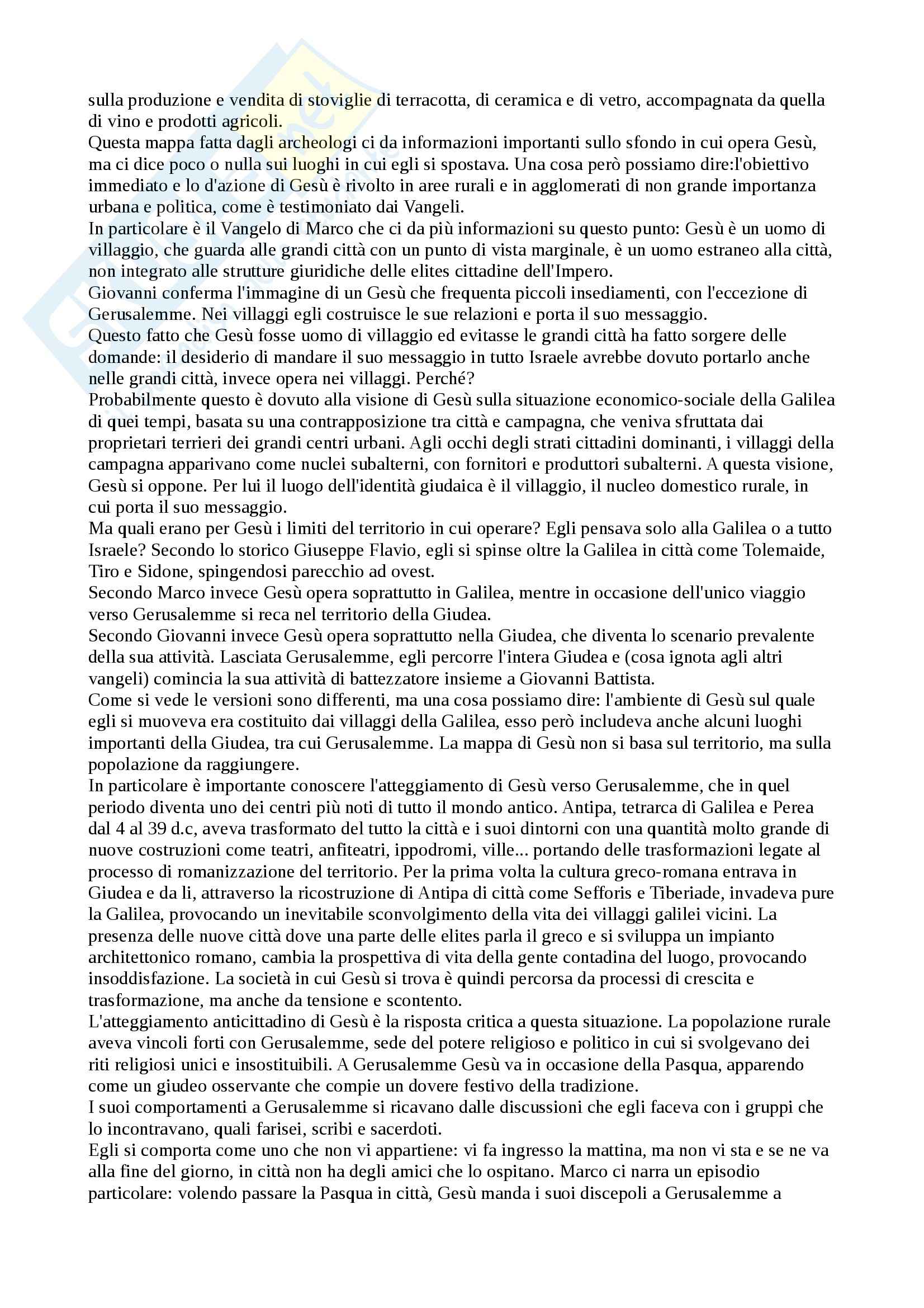 Riassunto esame Storia, prof. Sardella, libro consigliato L'uomo Gesù, Destro Pag. 2