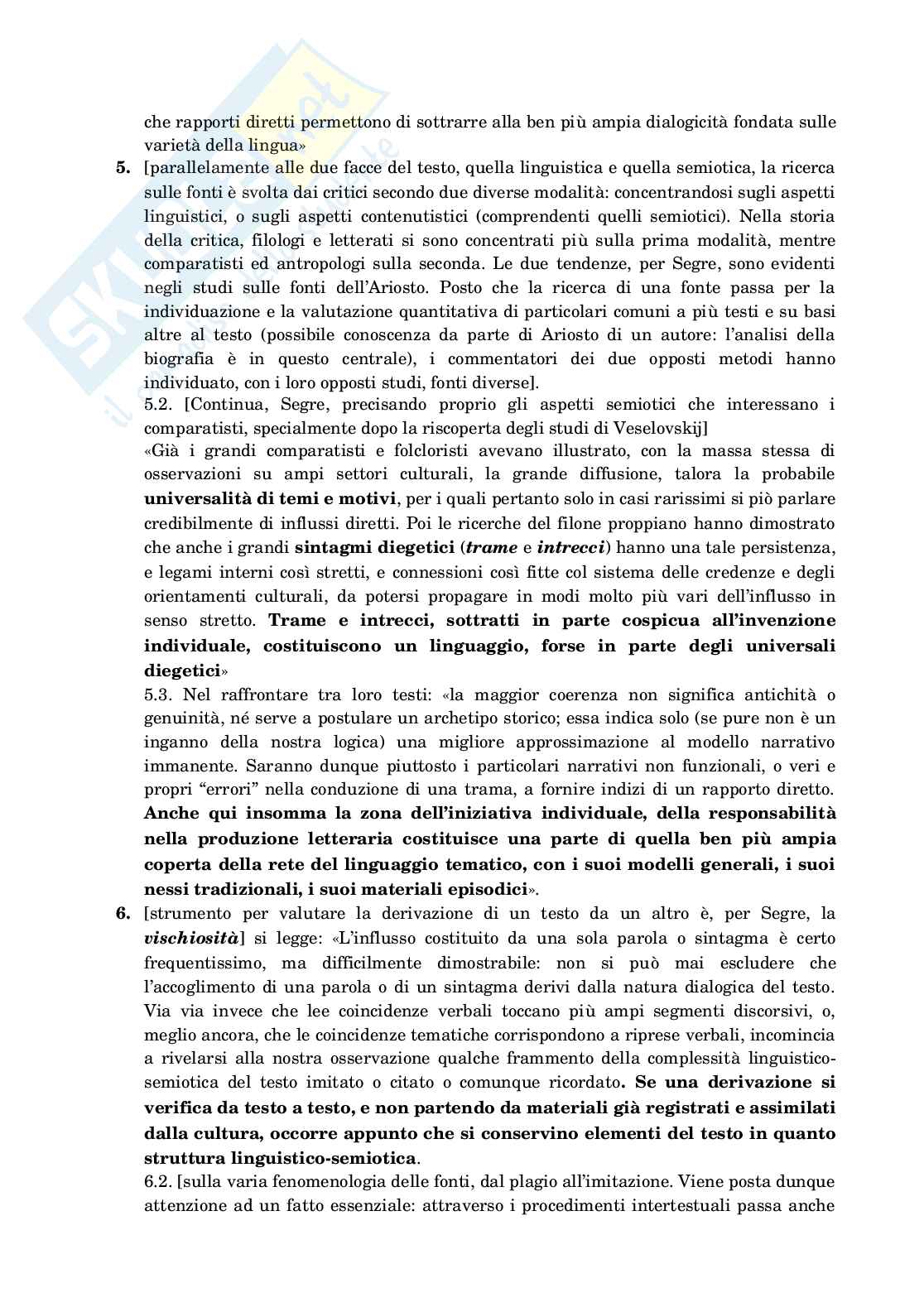 Riassunto esame Filologia romanza, Prof. Lannutti Maria Sofia, libro consigliato Che cosa è l'intertestualità, Bernardelli Pag. 11