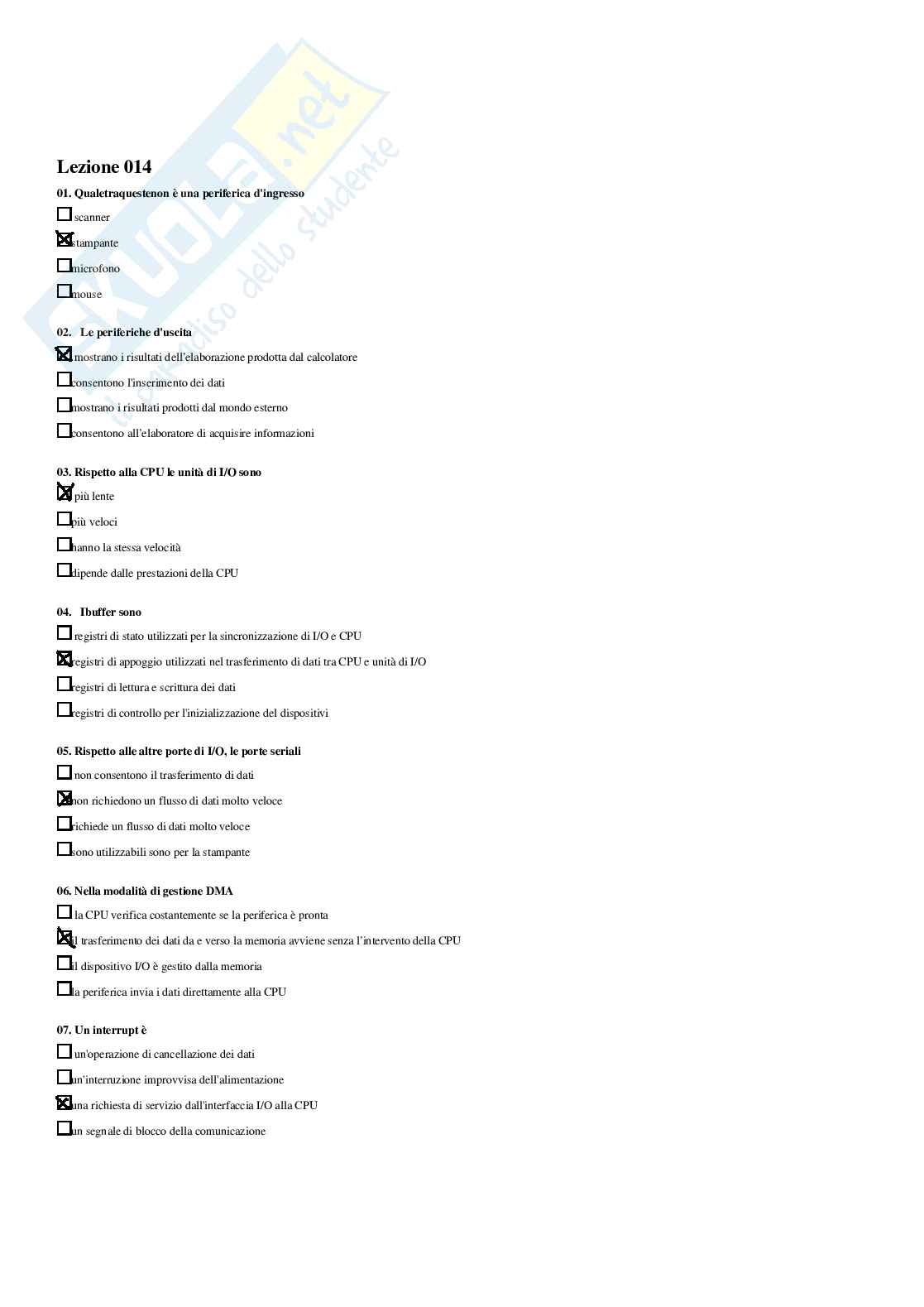 Fondamenti di informatica – Preparazione esame – Paniere completo risposte chiuse (354) – A.A. 2025/26 Pag. 26