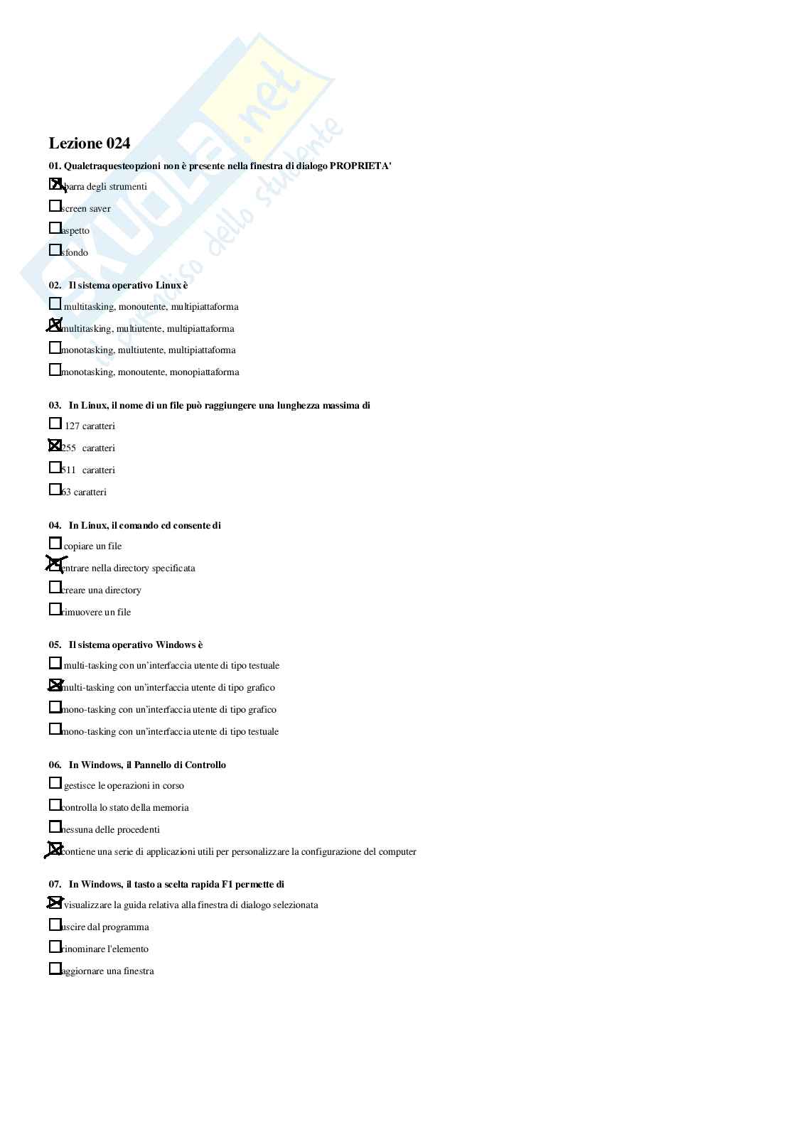 Fondamenti di informatica – Preparazione esame – Paniere completo risposte chiuse (354) – A.A. 2025/26 Pag. 46