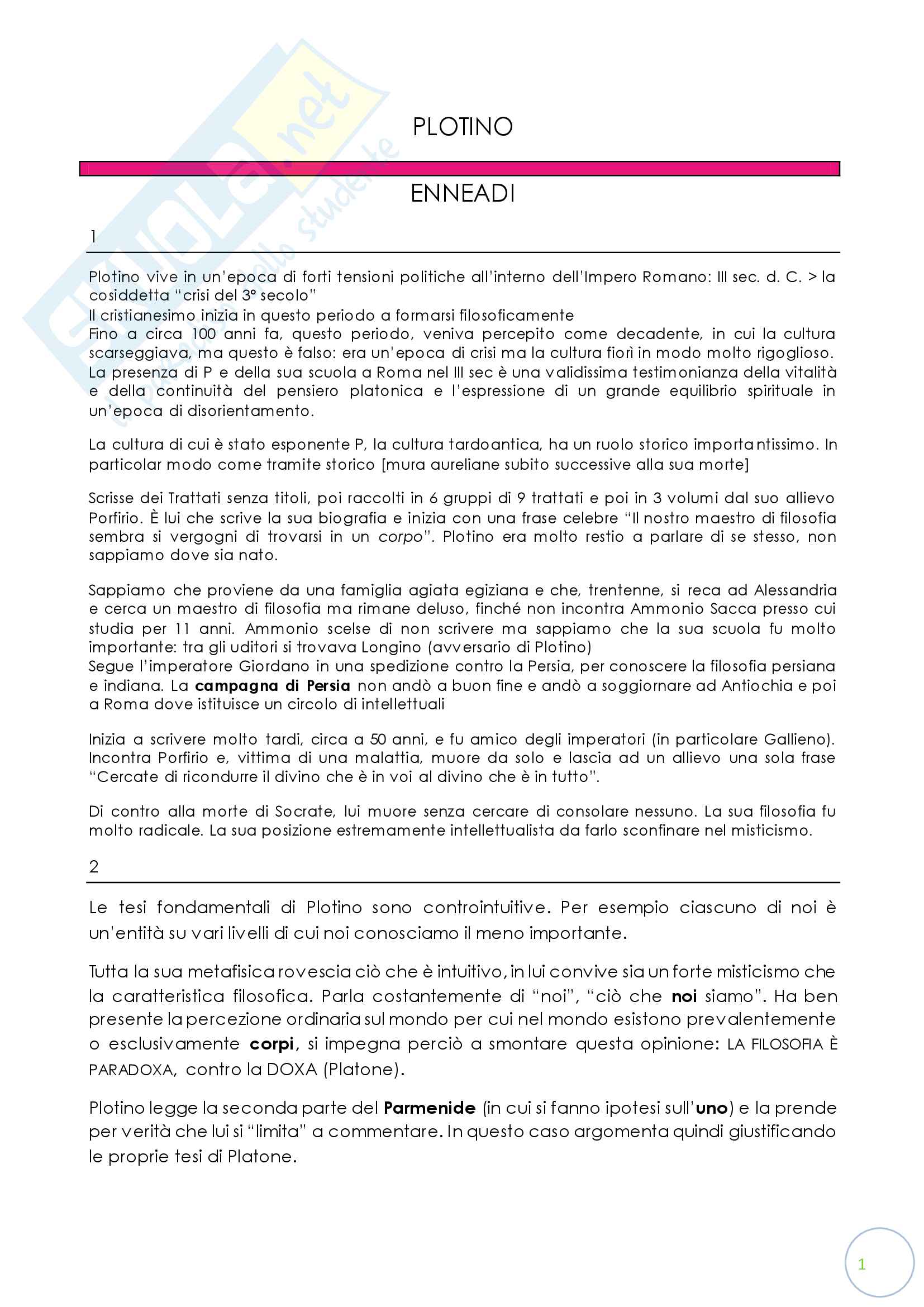 Plotino Enneadi Pag. 1