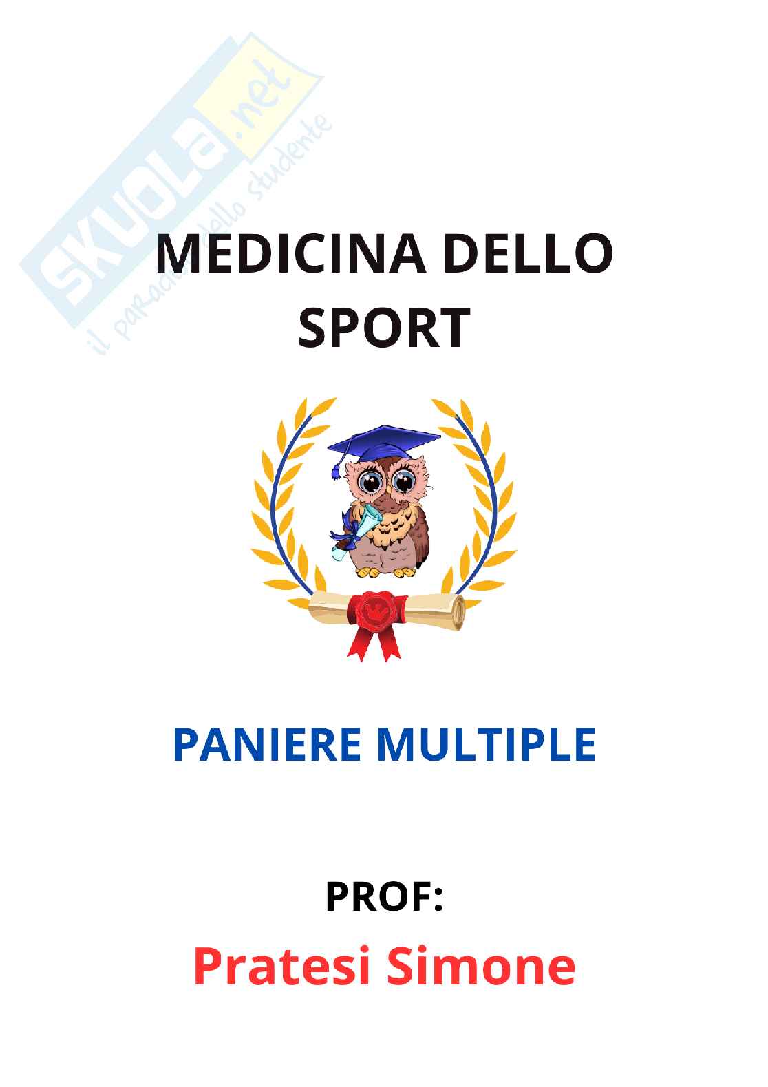 Paniere Medicina dello sport (2026) - Risposte multiple corrette Pag. 1