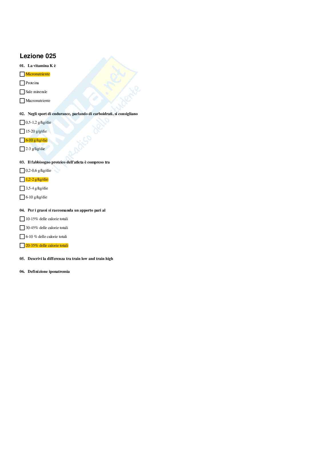 Paniere Medicina dello sport (2026) - Risposte multiple corrette Pag. 26