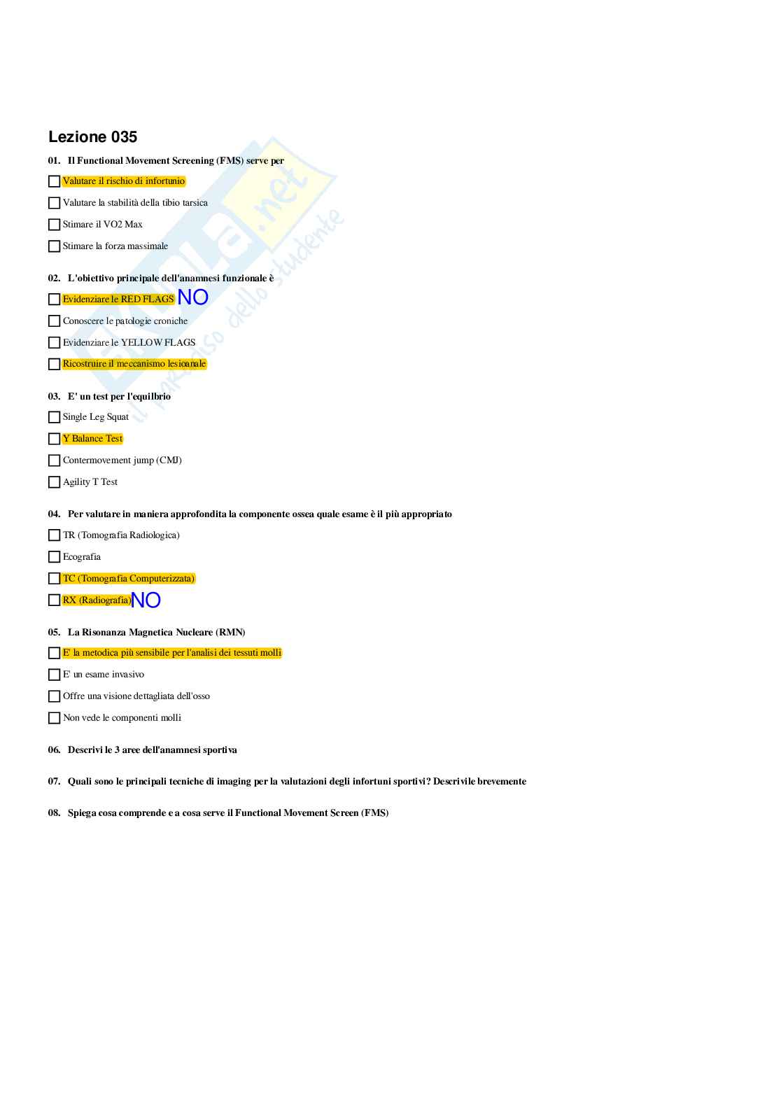Paniere Medicina dello sport (2026) - Risposte multiple corrette Pag. 36