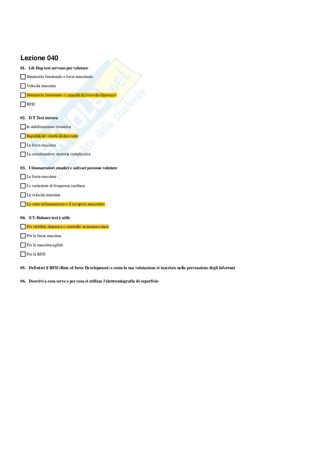 Paniere Medicina dello sport (2026) - Risposte multiple corrette Pag. 41